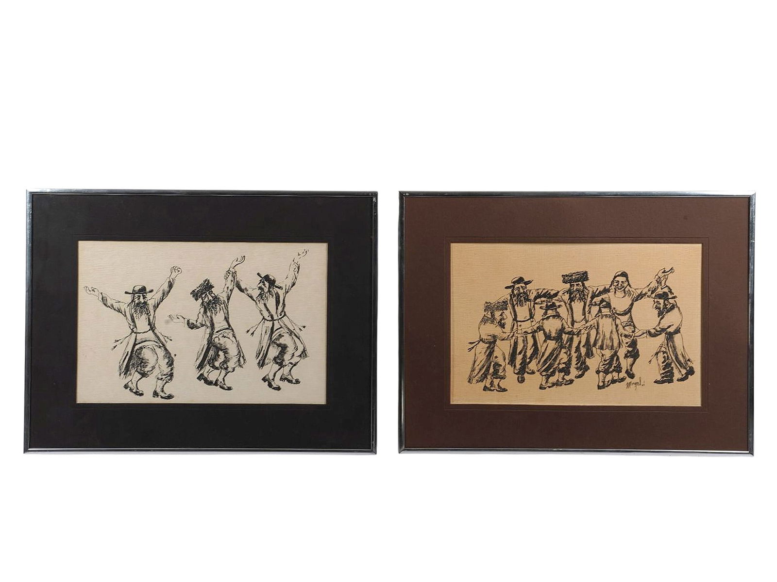 A PAIR OF JEWISH FOLK DANCE SCENES, ATTRIBUTED TO MOYSHE OPPENHEIM, EASTERN EUROPEAN SCHOOL, MID (1 of 3)