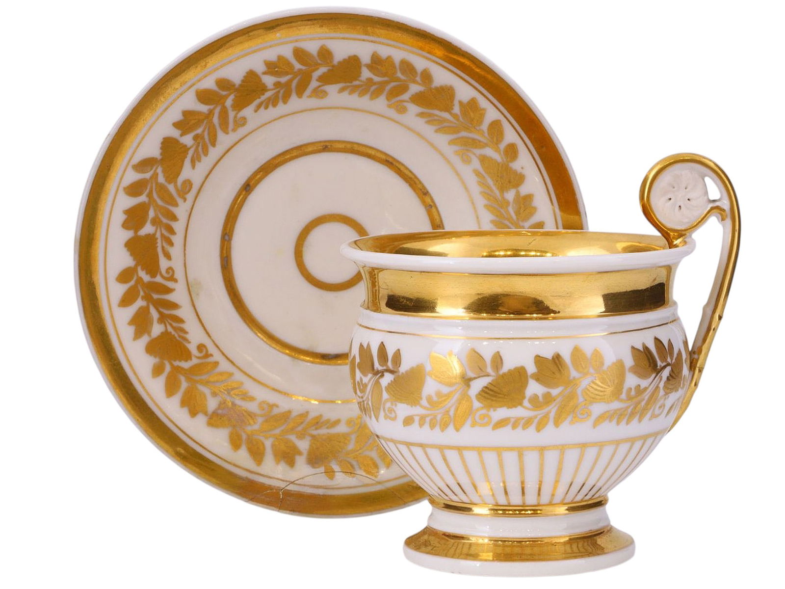 A PORCELAIN CUP AND SAUCER WITH RICH GILT DECORATION, PROBABLY RUSSIAN PRIVATE MANUFACTURE, 19TH (1 of 5)