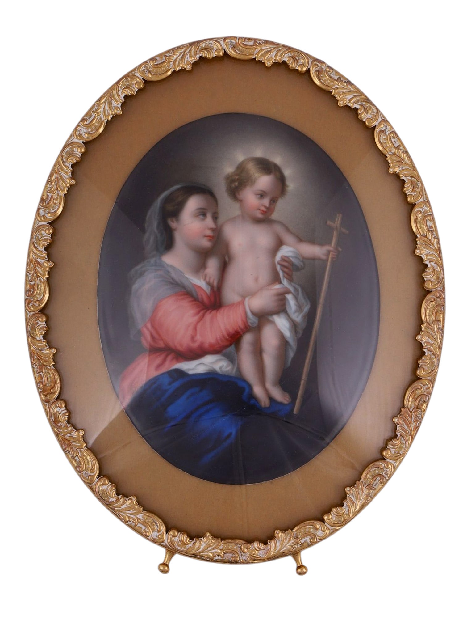 A CONTINENTAL PORCELAIN PLAQUE DEPICTING THE MADONNA AND CHILD, MID 19TH CENTURY (1 of 4)