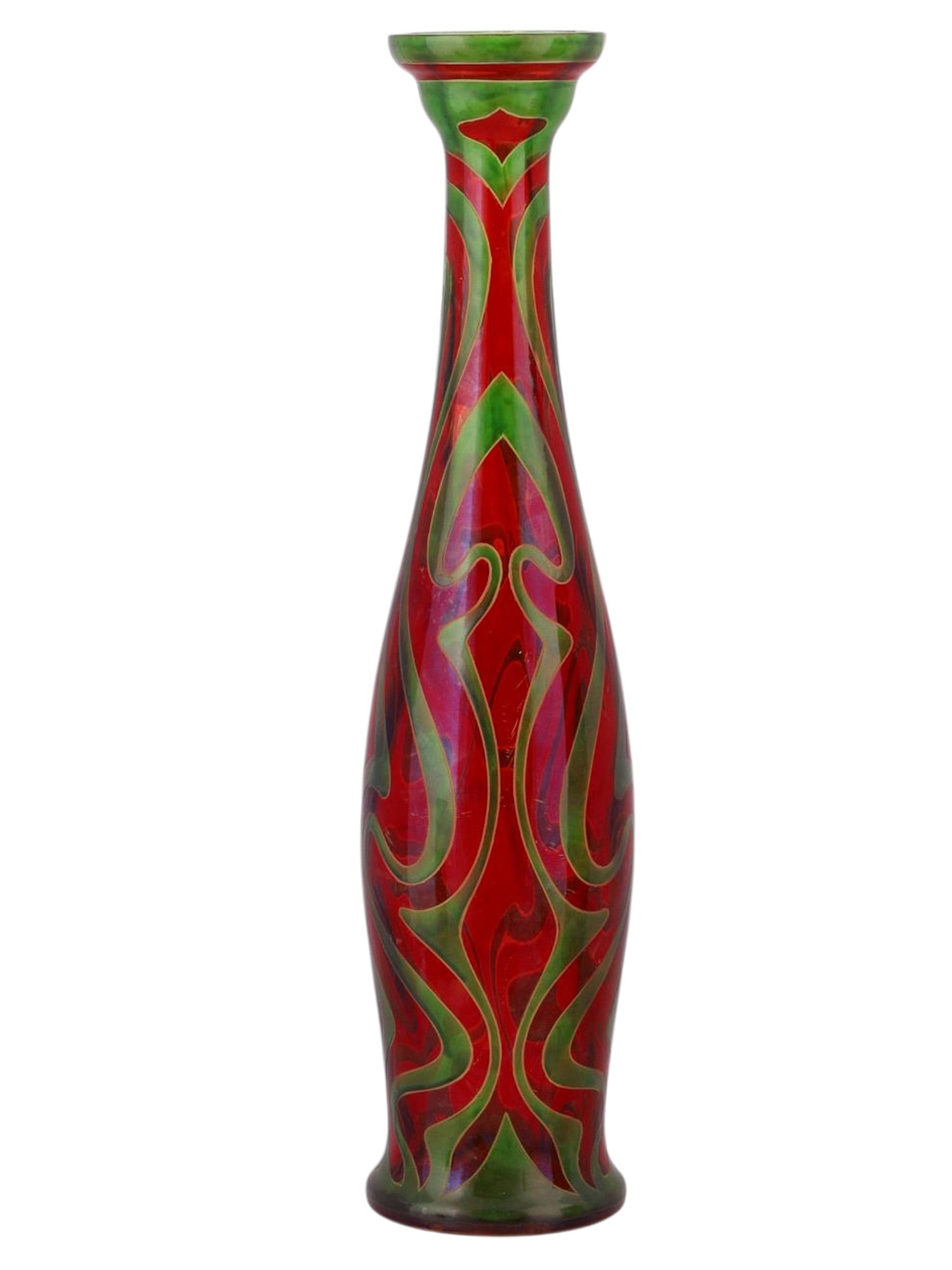 AN ART NOUVEAU CASED AND TRAILED GLASS VASE, CENTRAL EUROPEAN, CIRCA 1895–1910 (1 of 3)