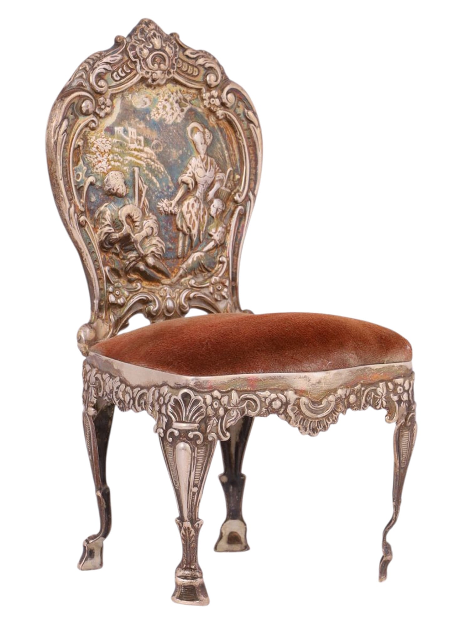 AN ENGLISH SILVER MINIATURE CHAIR, BIRMINGHAM, CIRCA 1890 (1 of 8)