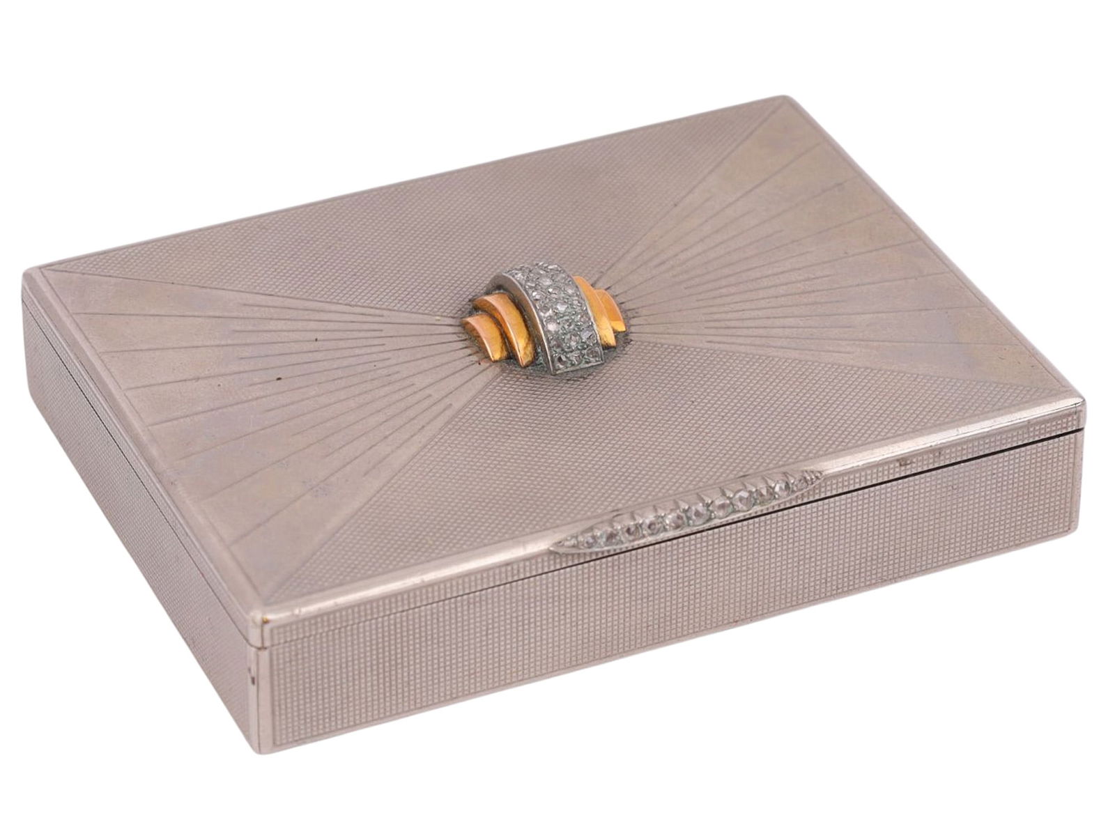 A METAL GEM-SET (SYPTOR / V.C.A. METAL) SNUFF BOX OR CIGARETTE CASE, FRENCH, CIRCA 1925–1935 (1 of 9)