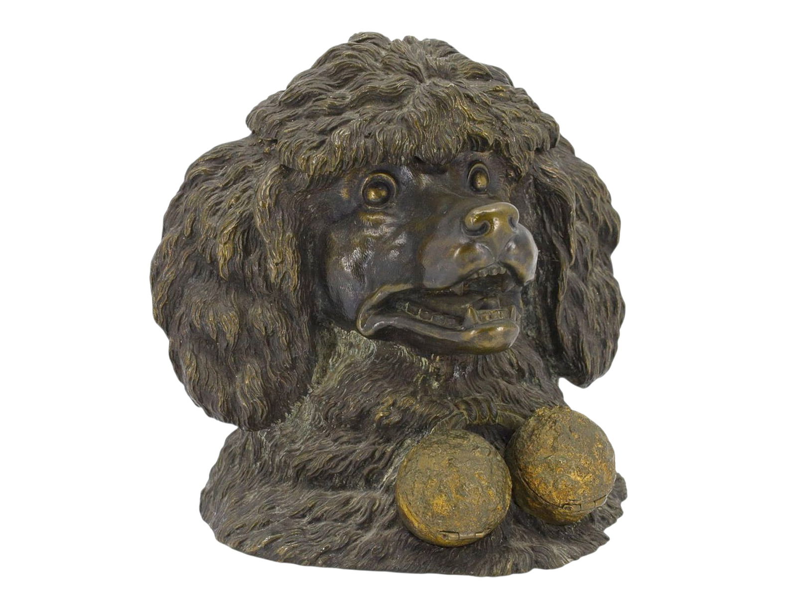 A FRENCH BRONZE INKWELL AS A POODLE DOG, 19TH CENTURY (1 of 6)