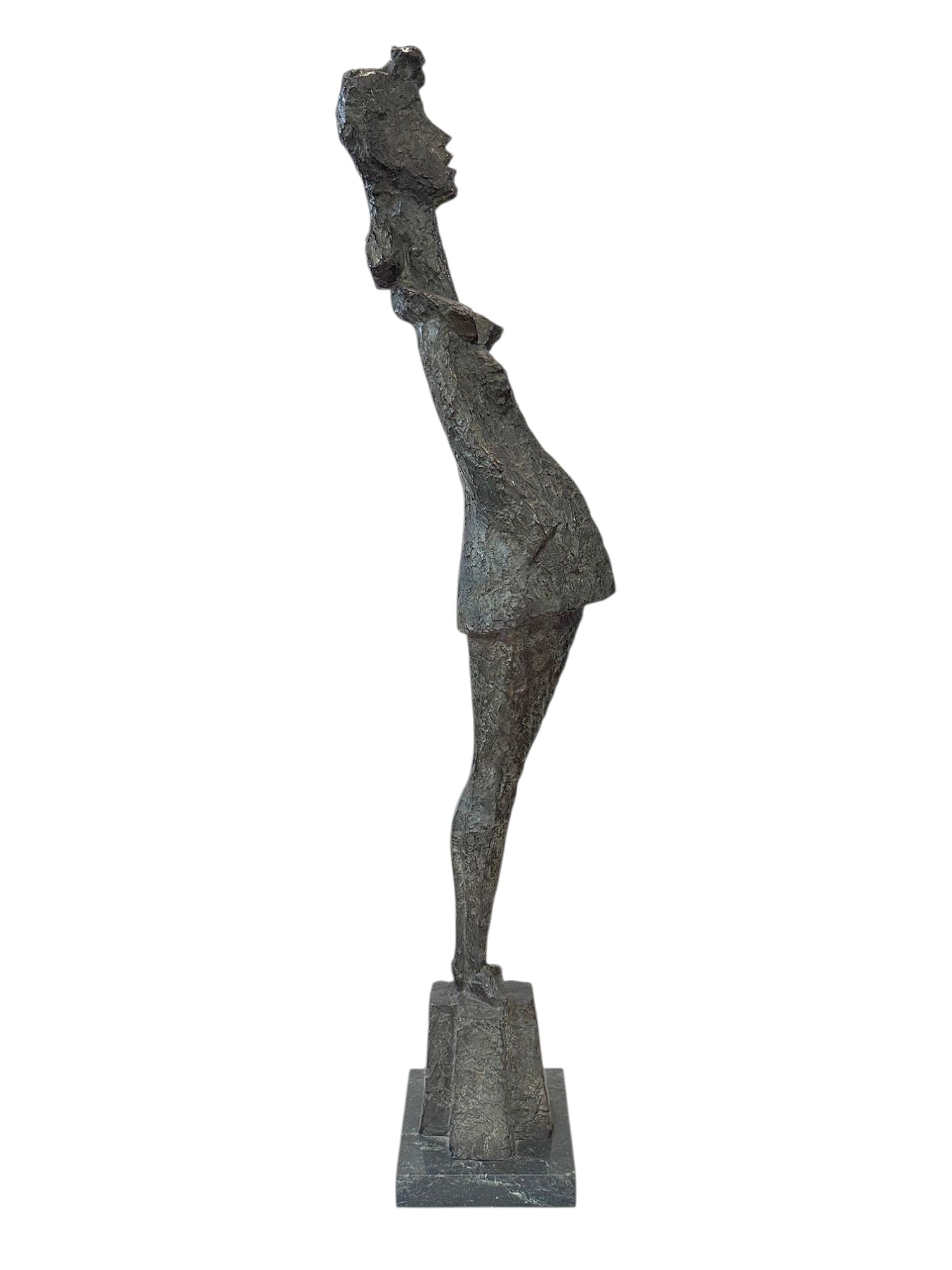 A CHAIM GROSS (1904-1991) SIGNED BRONZE SCULPTURE 'MATERNITY', C. 1957: A bronze sculpture entitled 'Maternity' by the famous Hungarian Jewish artist Chaim Gross (1904-1991). The piece depicts a young pregnant woman with a classic 1950s style hairdo as she leans back, sup
