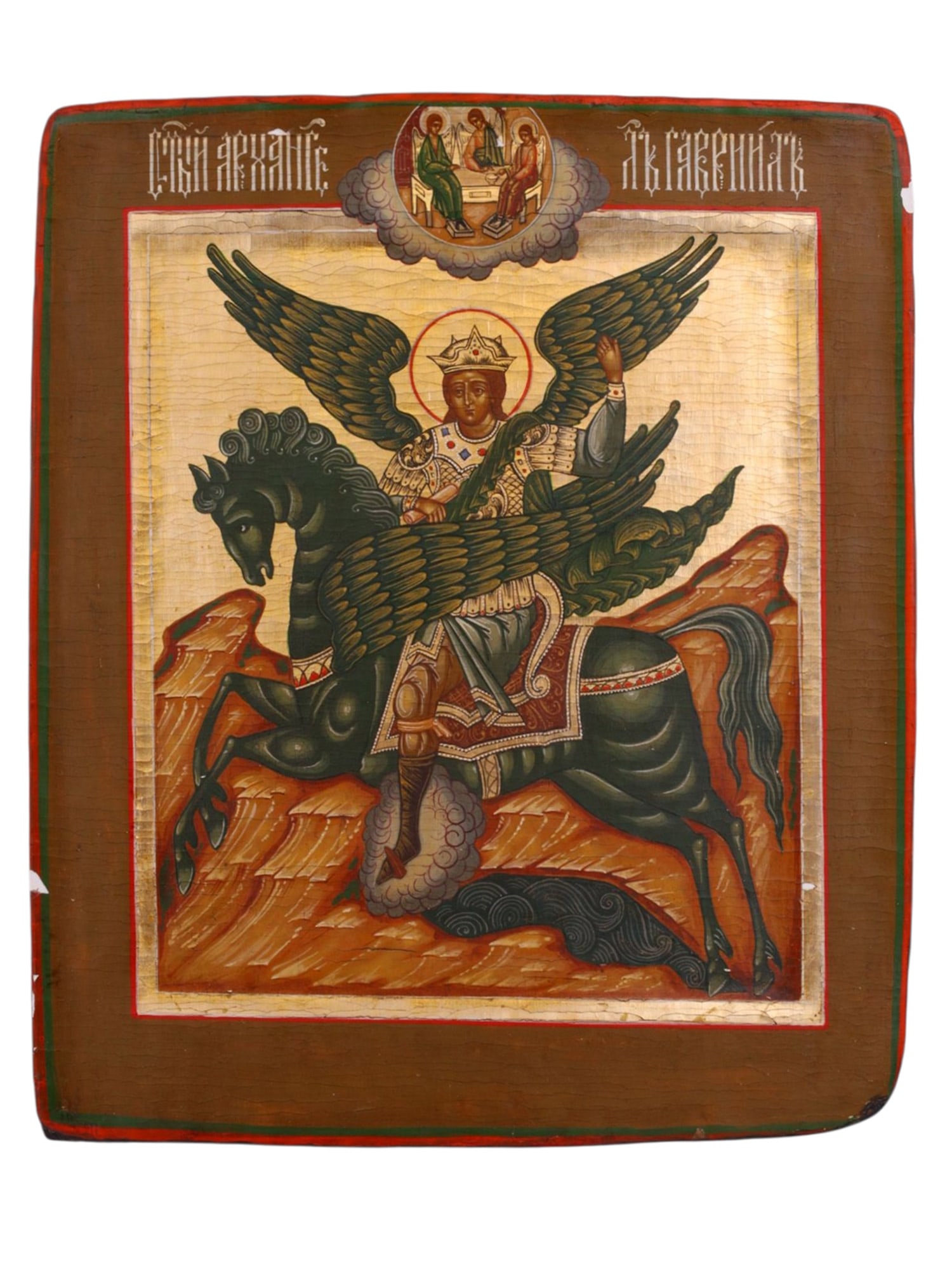 A RUSSIAN ORTHODOX TEMPERA ON WOOD ICON OF ARCHANGEL MIKHAIL, RUSSIAN, 19TH CENTURY (1 of 3)