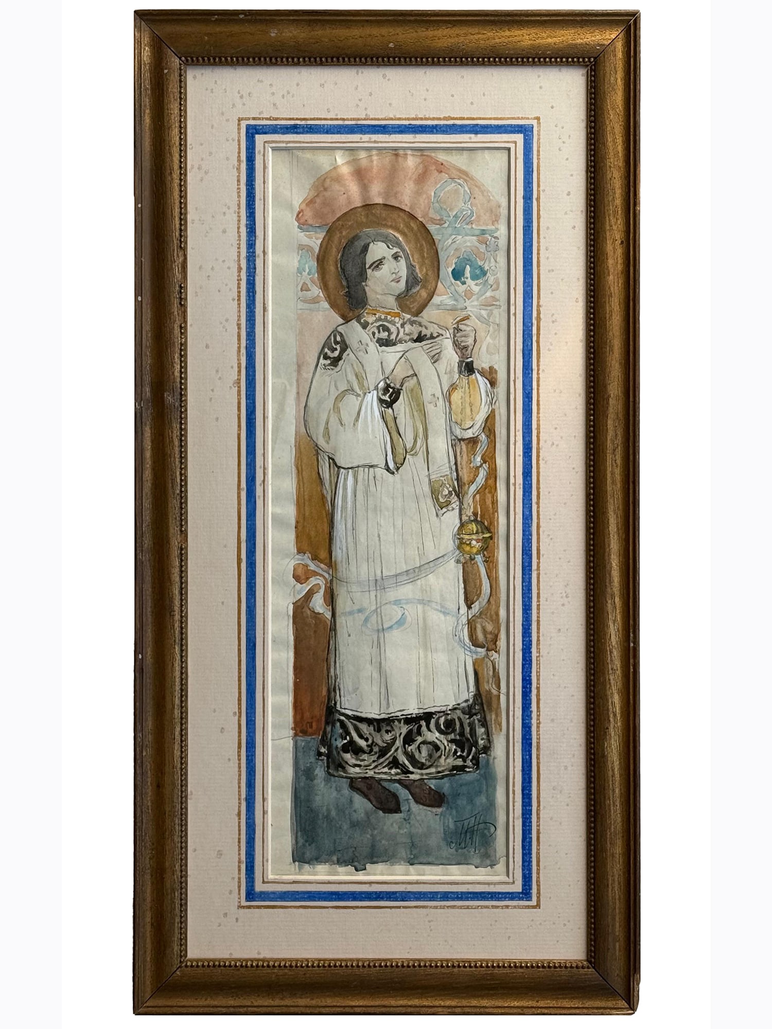 A RUSSIAN MIXED MEDIA STUDY OF A SAINT, ATTRIBUTED TO MIKHAIL NESTEROV (1 of 4)