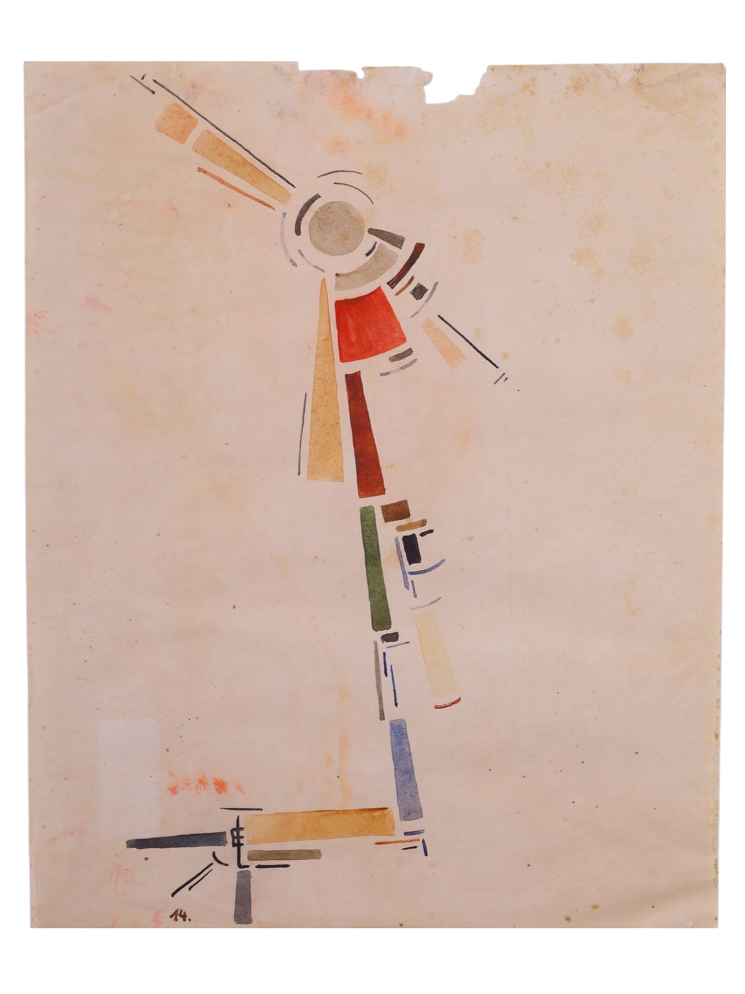 ATTR. TO EL LISSITZKY COMPOSITION, WATERCOLOR ON PAPER (1 of 3)