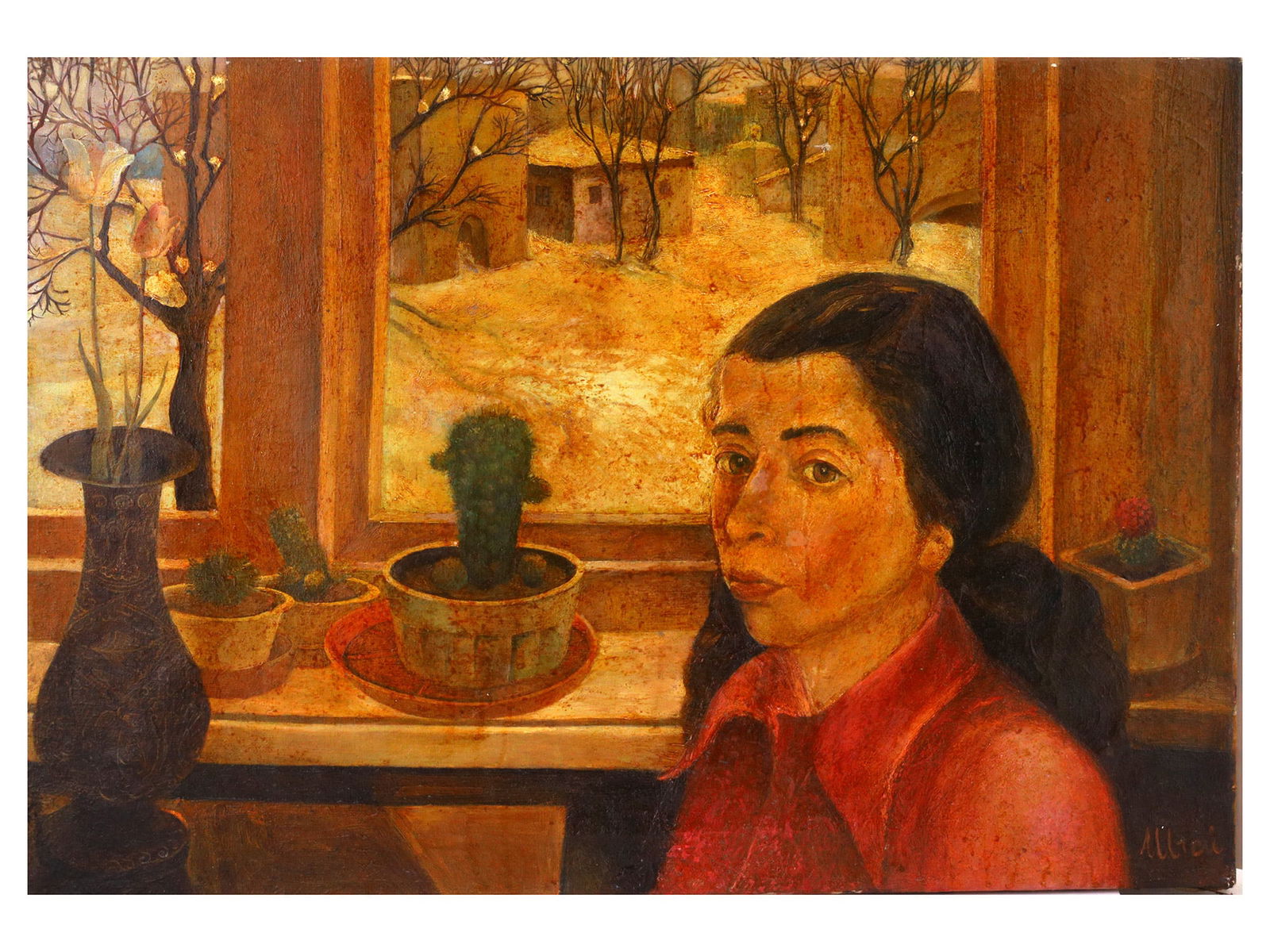STEINBERG, RUSSIAN, SELFPORTRAIT OIL ON CANVAS PAINTING, 1950 (1 of 4)