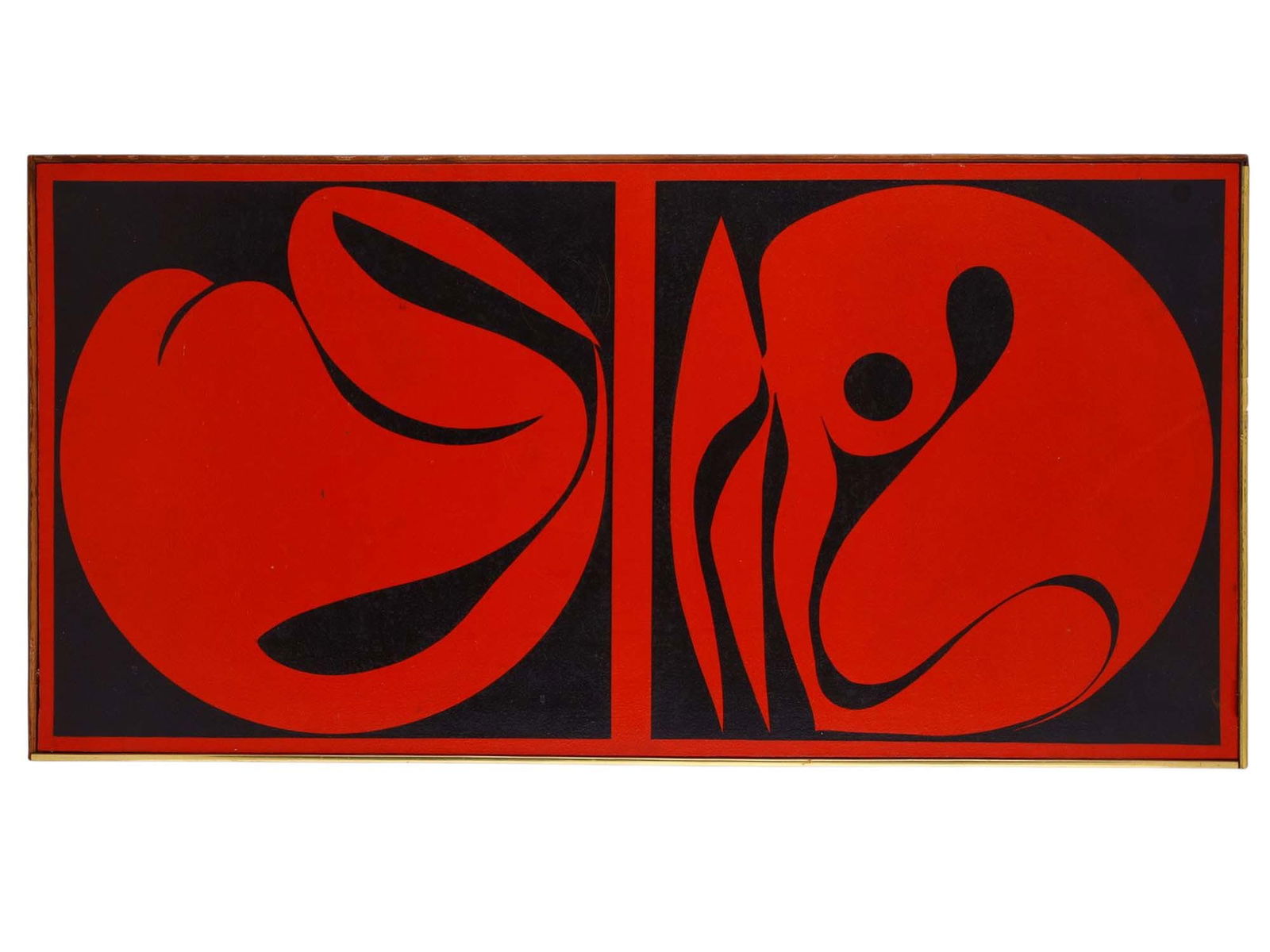 AN ABSTRACT JAPANESE OIL ON CANVAS, ATTRIBUTED TO TAKESHI KAWASHIMA, MID-20TH CENTURY (1 of 5)