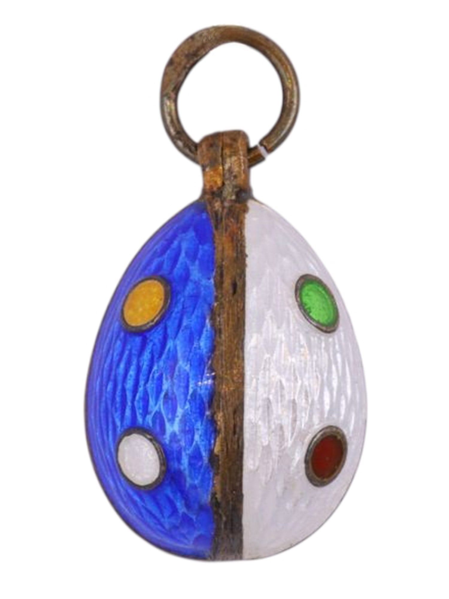 A RUSSIAN SILVER AND GUILLOCHÉ ENAMEL EGG-SHAPED PENDANT, LATE 19TH–EARLY 20TH CENTURY (1 of 3)