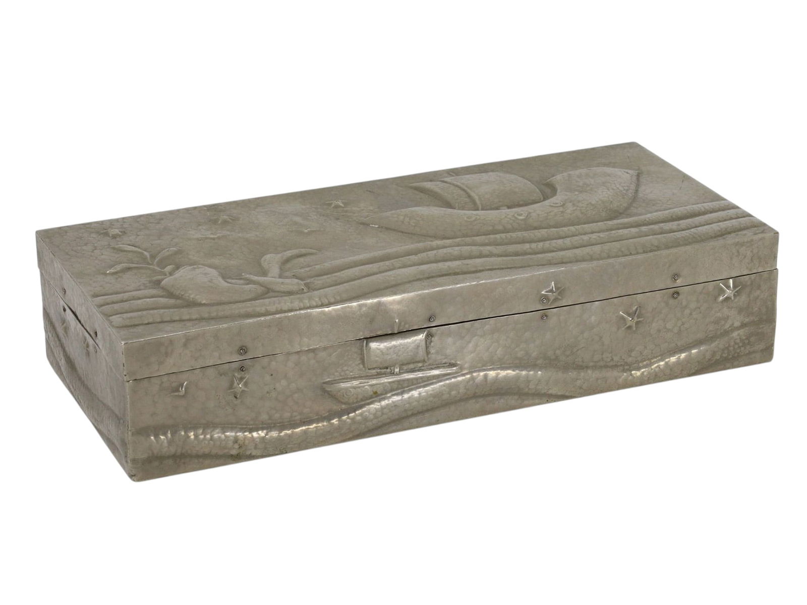 A HAMMERED BRASS MARINE-THEME BOX, HAGENAUER WIEN, VIENNA, AUSTRIA, 1920S–1930S (1 of 5)