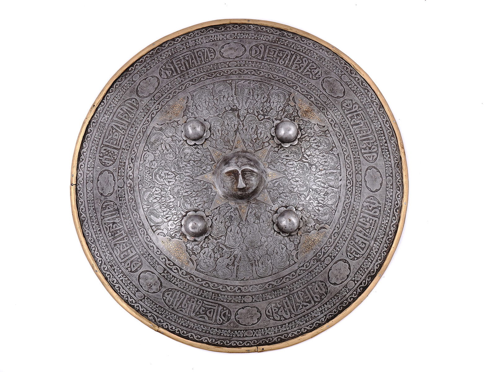 AN INDO-PERSIAN CEREMONIAL SHIELD, QAJAR PERIOD, 19TH CENTURY (1 of 8)