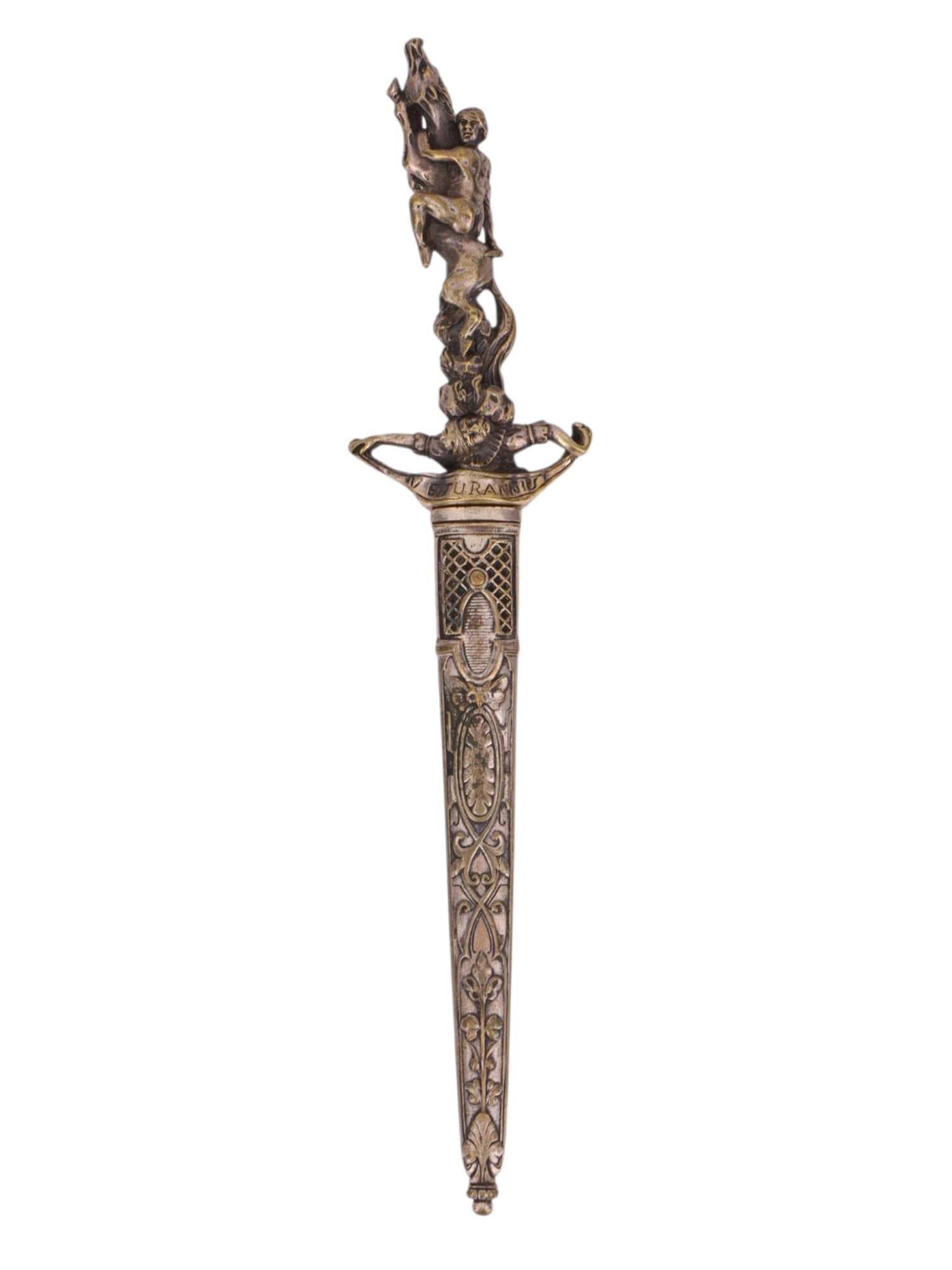 AN ITALIAN ROMANTIC DAGGER WITH SCULPTURAL GRIP, 19TH CEN. (1 of 9)