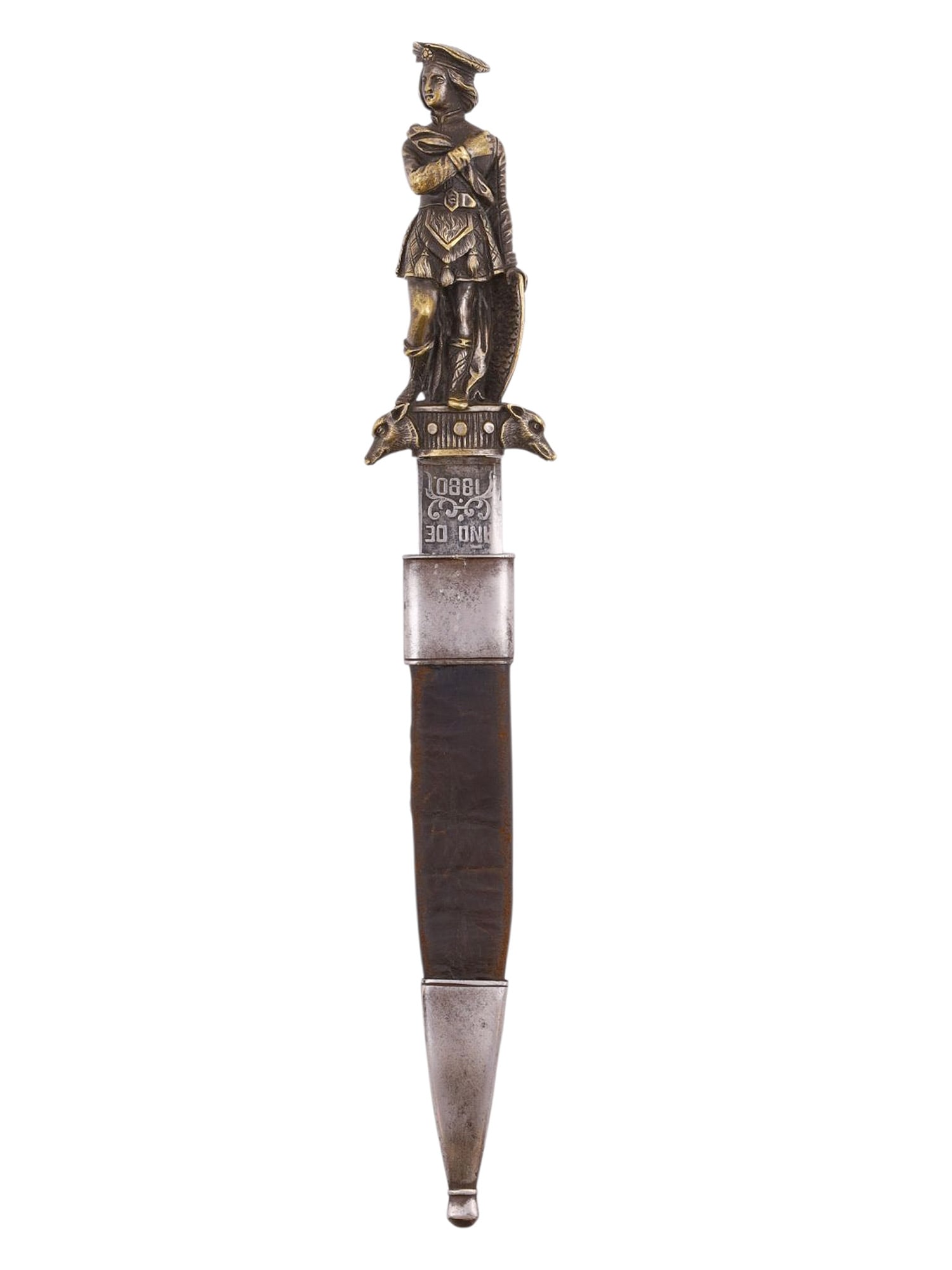 A SPANISH TOLEDO ROMANTIC DAGGER WITH FRENCH-SCOTTISH FIGURAL HILT, 1880 (1 of 10)