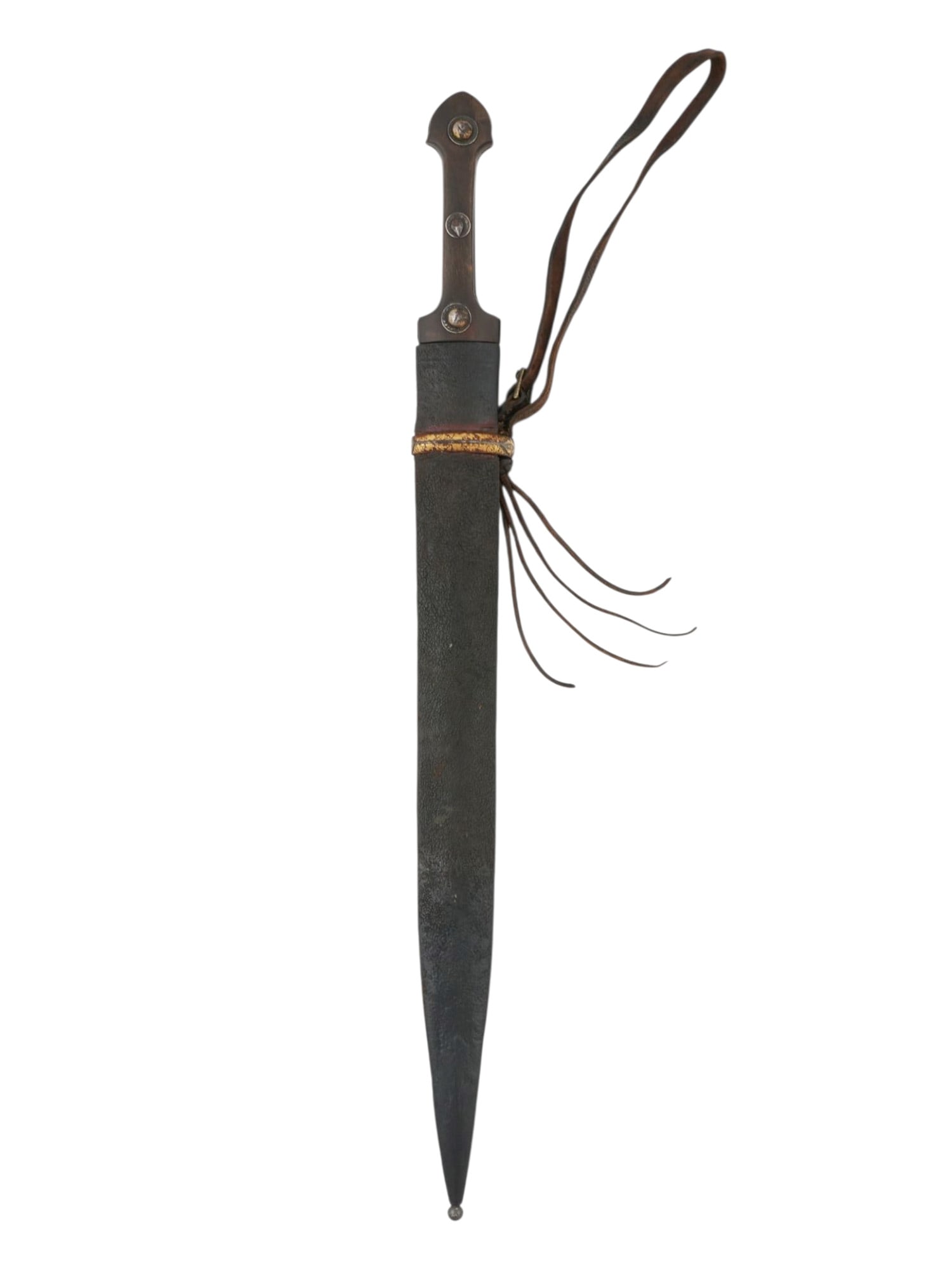 A LARGE PERSIAN AZERBAIJAN CAUCASIAN KINDJAL DAGGER WITH GOLD INLAY, 19TH CENTURY (1 of 8)