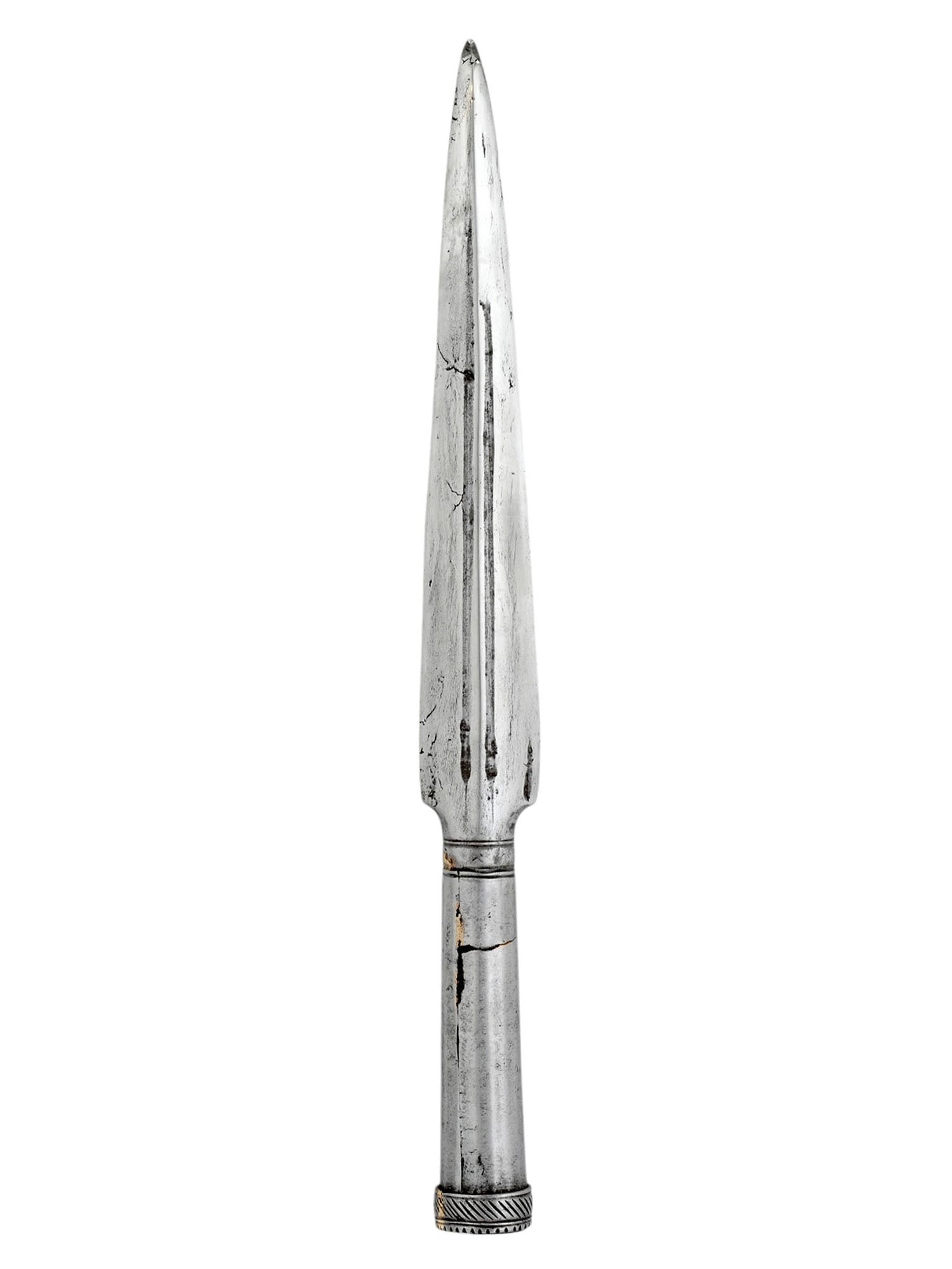 A PERSIAN STEEL SPEARHEAD WITH FACETED SOCKET, 17TH OR 18TH CEN. (1 of 6)