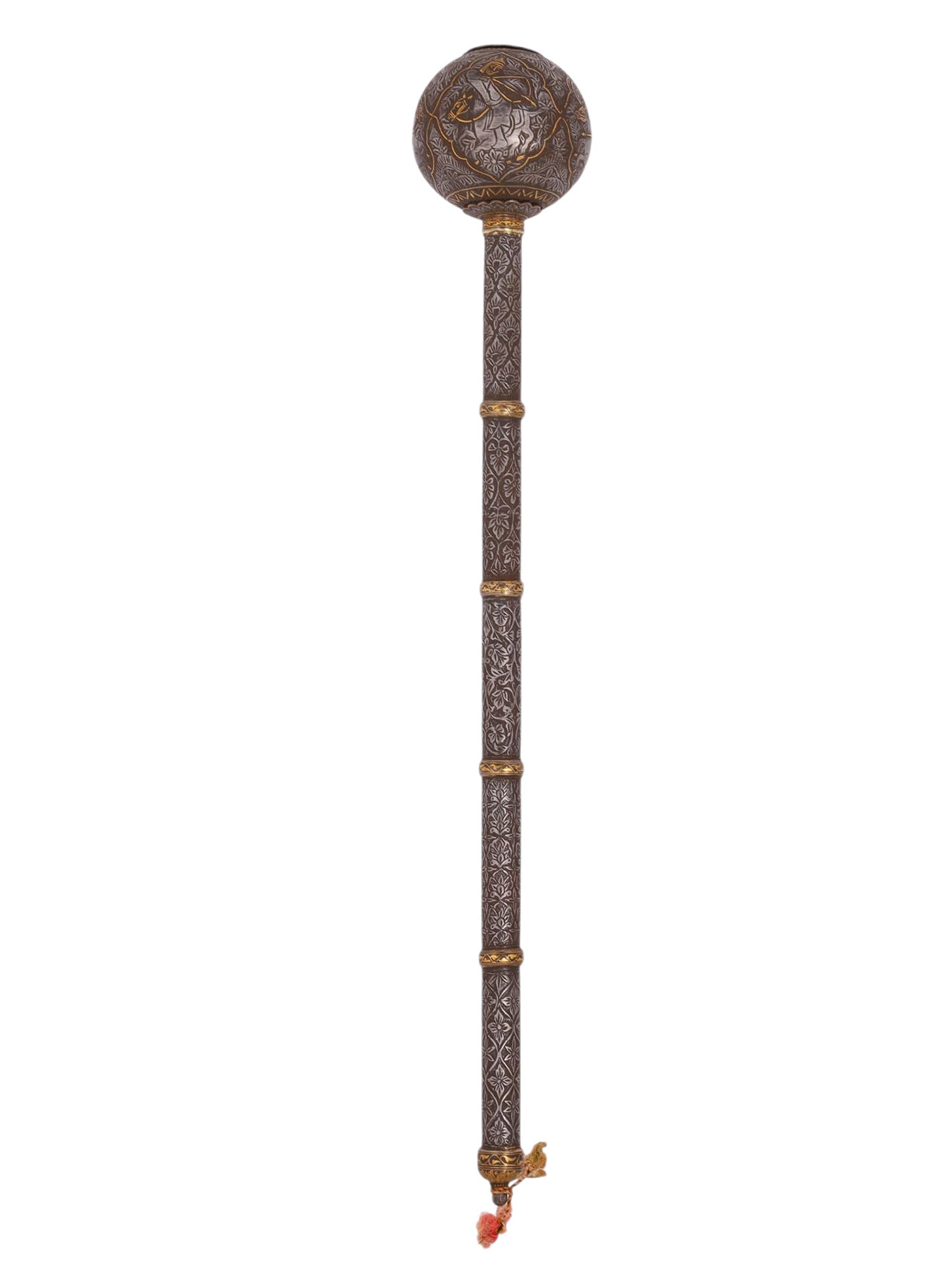 A RARE QAJAR-STYLE PERSIAN LONG MACE WITH GOLD DAMASCENING (1 of 7)