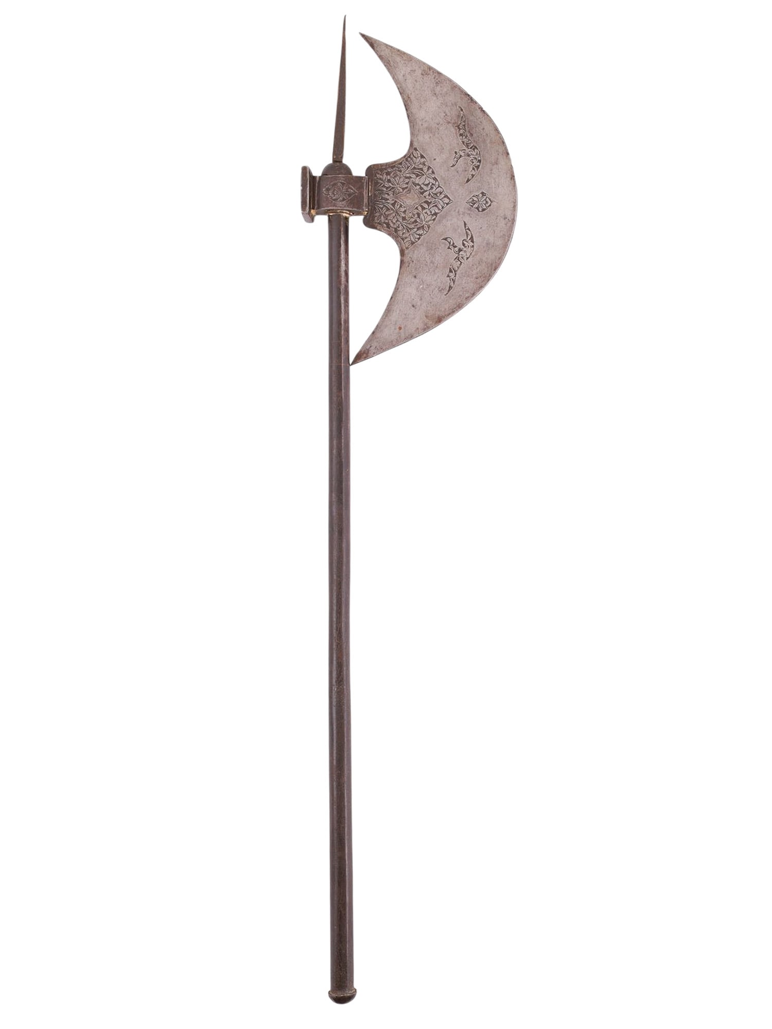 AN ENGRAVED INDO-PERSIAN TABARZIN OR WAR AXE, 19TH CEN. (1 of 5)