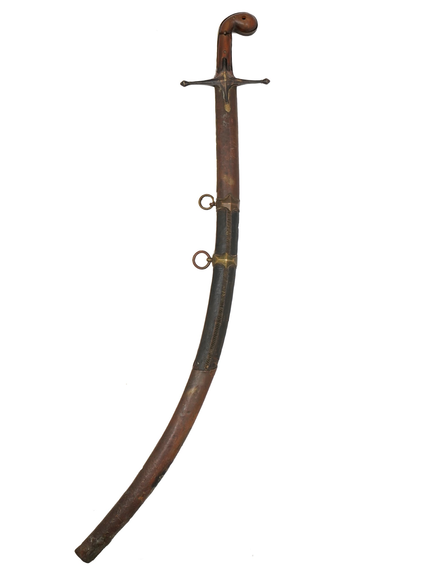 A TURKISH SHAMSHIR SWORD WITH A DAMASCUS STEEL BLADE, 18-19 CC. (1 of 9)