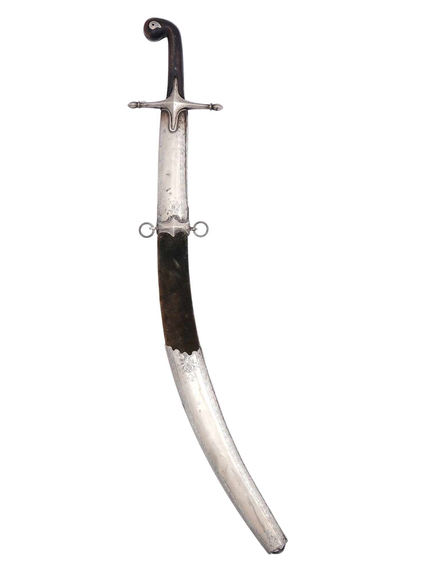 A TURKISH KILIJ OR PALA SWORD WITH SILVER MLUONTS, 18/19 CC. (1 of 11)