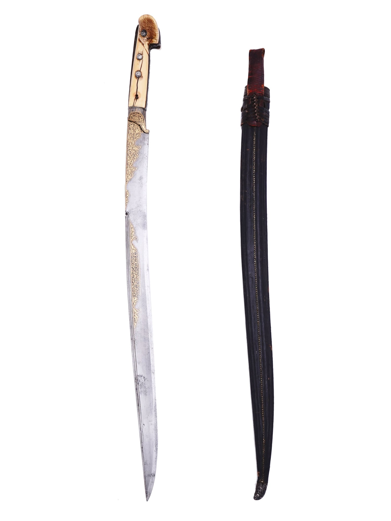 A FINE OTTOMAN TURKISH YATAGHAN WITH GOLD INLAY, 19TH CEN. (1 of 10)