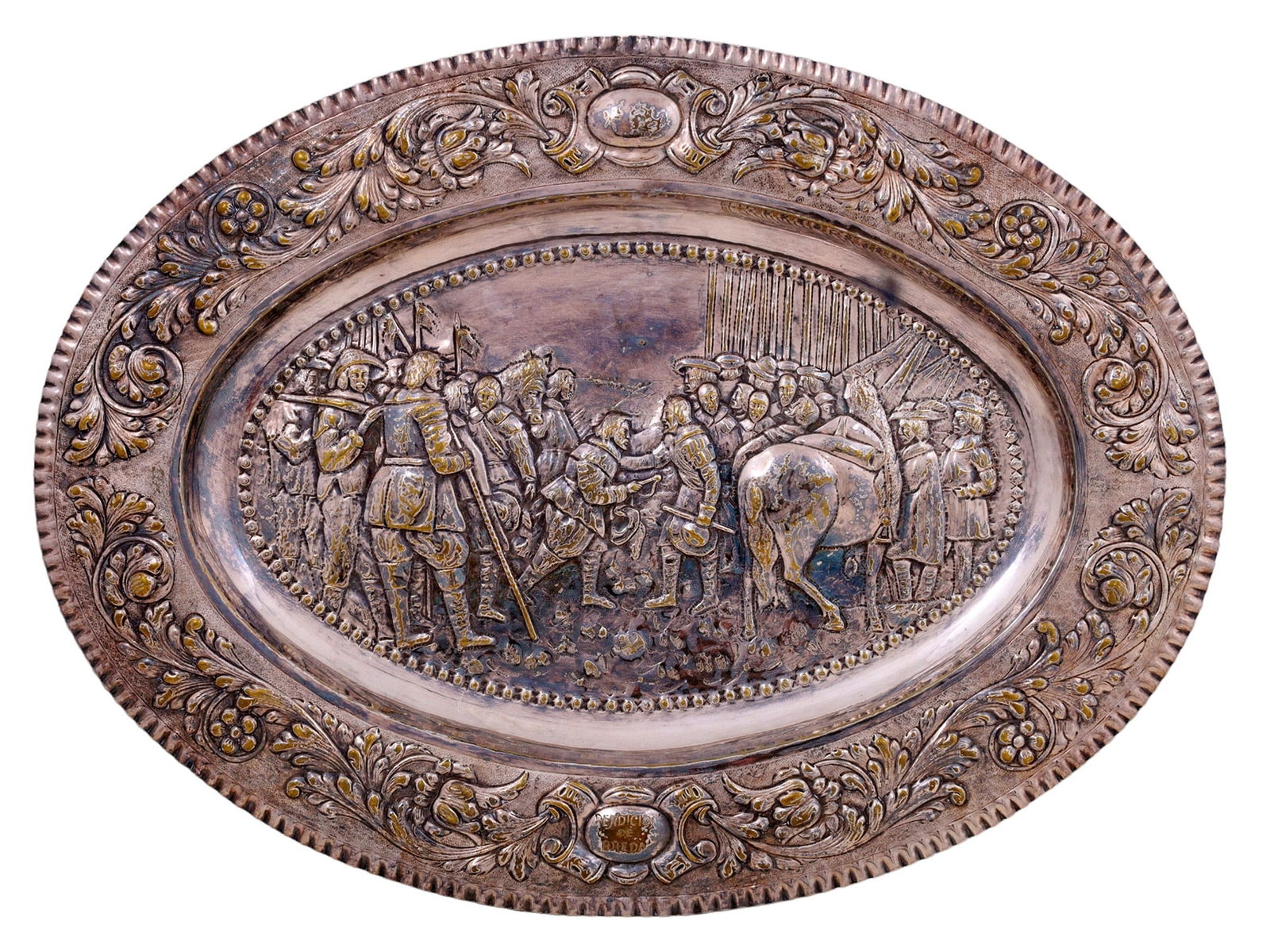 A DECORATIVE SILVER TRAY MODELED AFTER 'LA RENDICIÓN DE BREDA' (1 of 4)