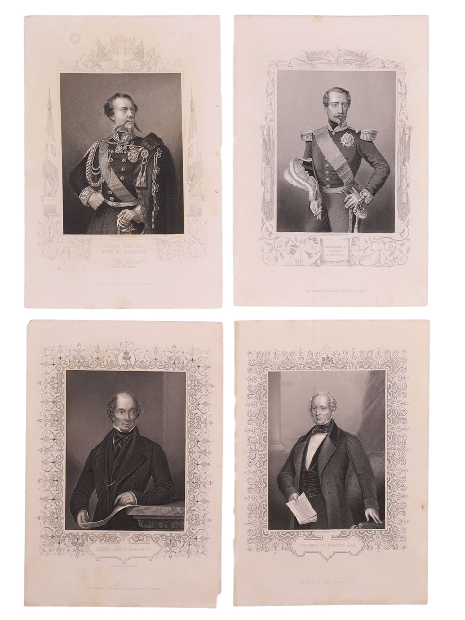 A LOT OF 4 LITHOGRAPH PORTRAITS, VICTOR EMMANUEL II KING OF ITALY, NAPOLEON III EMPEROR OF FRANCE, (1 of 10)