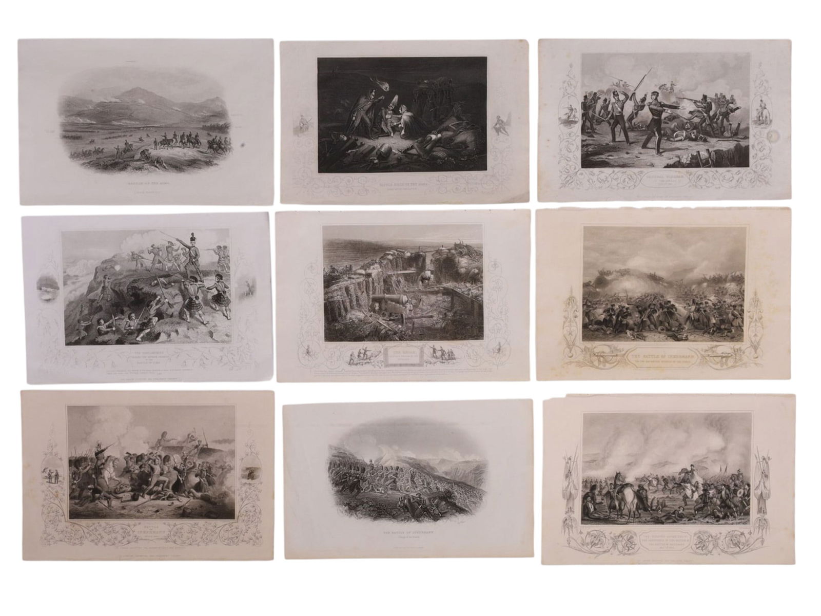 A LOT OF 9 CRIMEAN WAR LITHOGRAPHS, BATTLE OF INKERMAN, BATTLE OF ALMA, SCOTTISH HIGHLANDERS, 19TH (1 of 18)
