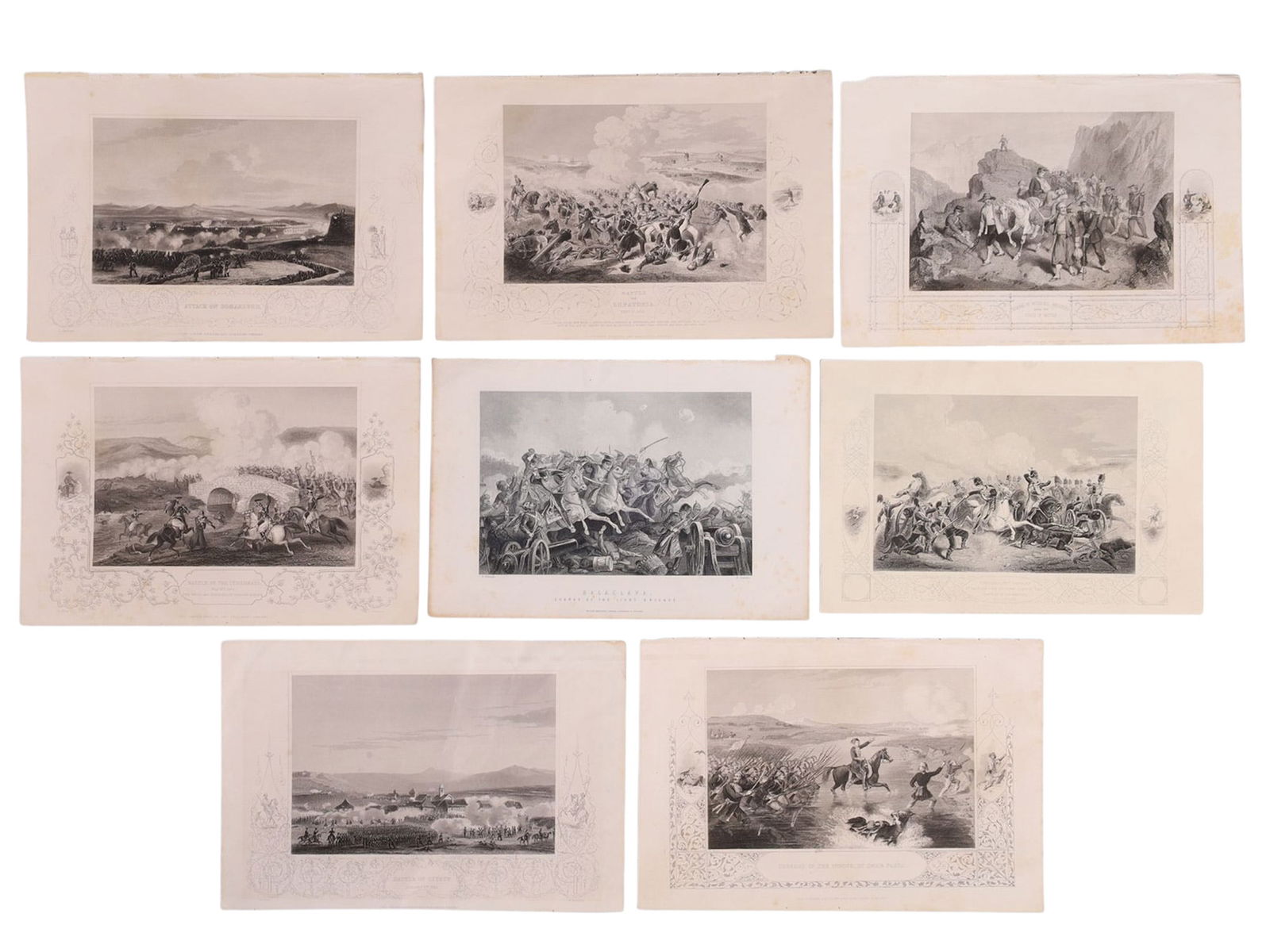 A LOT OF 8 CRIMEAN WAR LITHOGRAPHS, CHARGE OF THE LIGHT BRIGADE, OMAR PASHA, BALACLAVA, CITATE, (1 of 7)