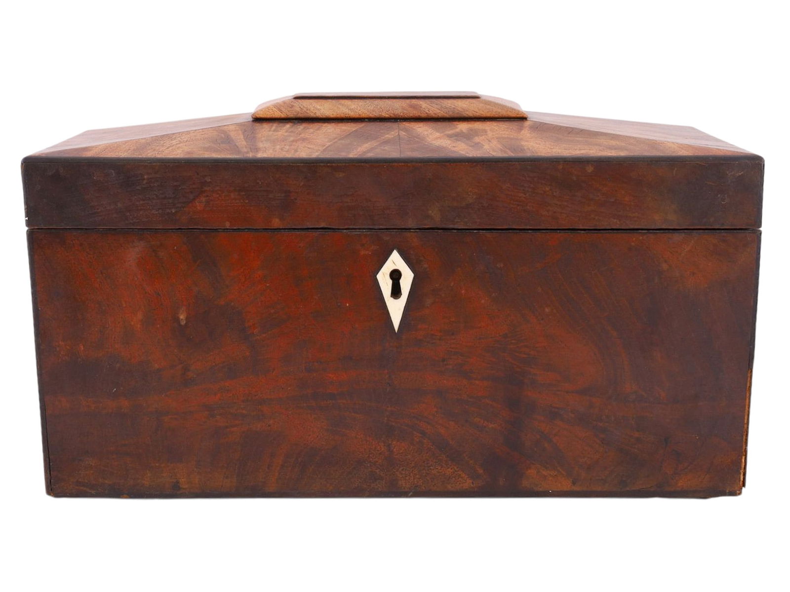 A WOODEN TEA CADDY, ENGLISH, EARLY 19TH CENTURY (1 of 9)