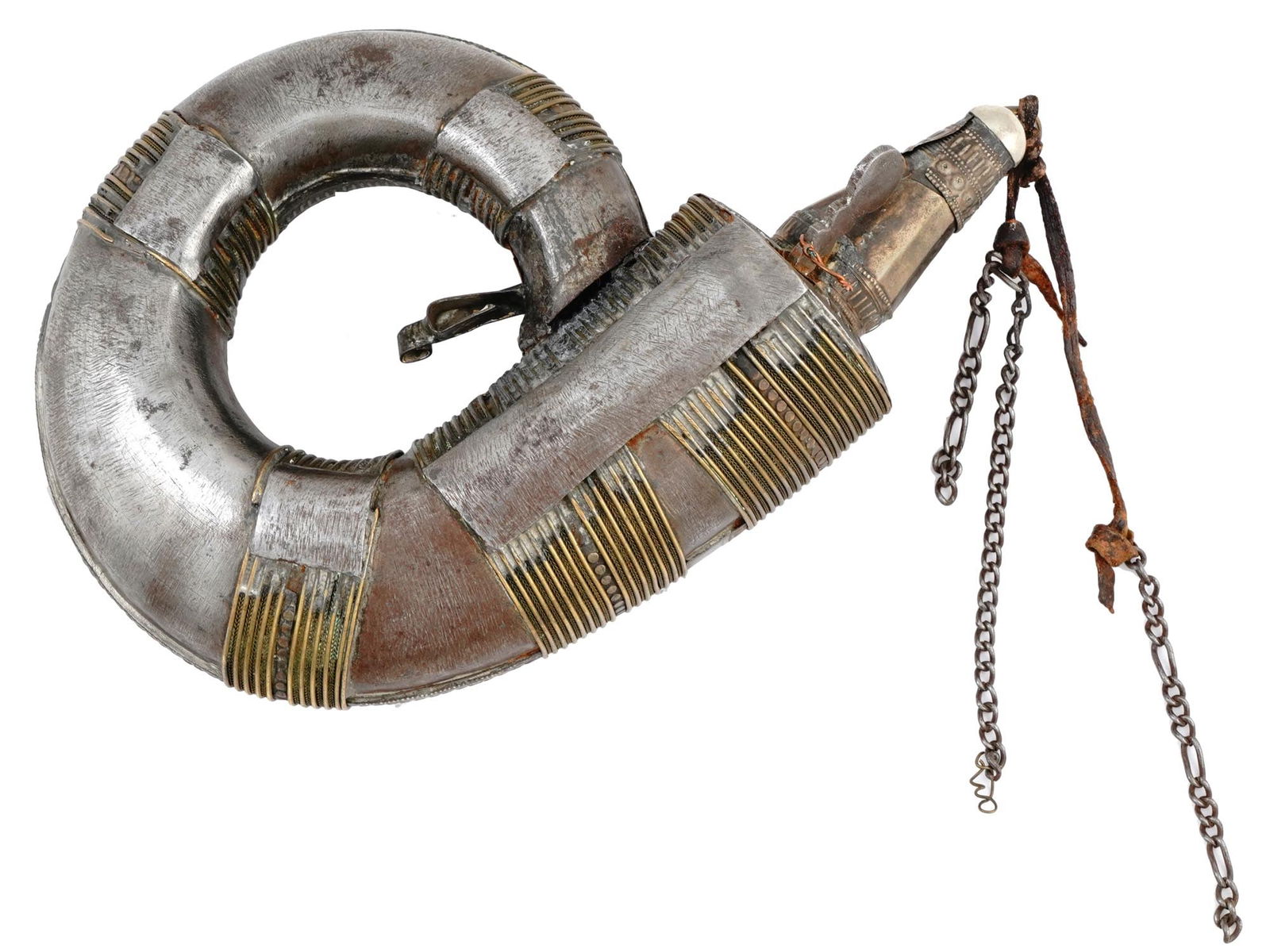 A LARGE OTTOMAN YEMEN ISLAMIC POWDER FLASK, 19TH CENTURY (1 of 2)