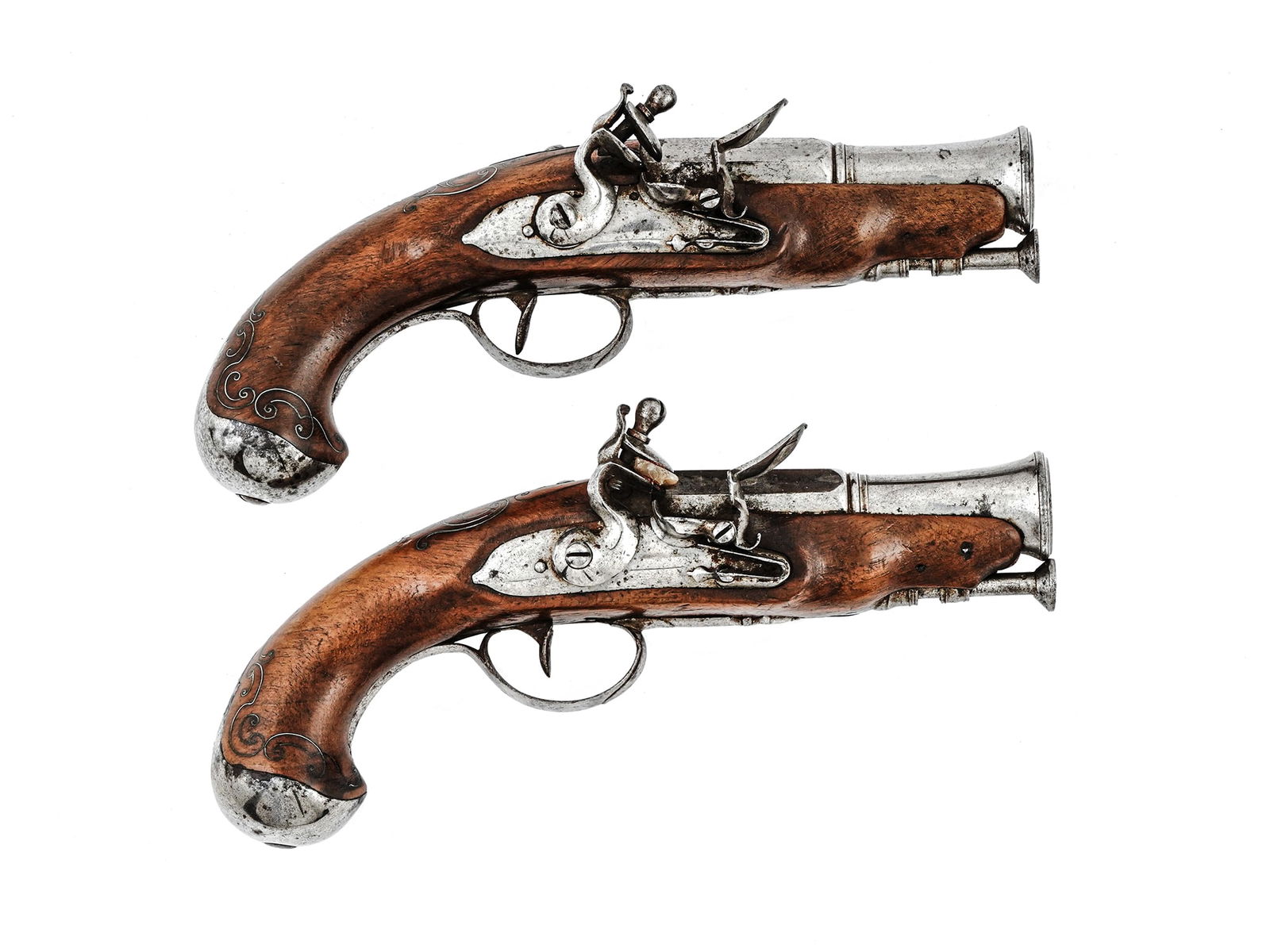 ? PAIR OF FLINTLOCK BLUNDERBUSS PISTOLS, FRANCE, CA. 1820 (1 of 10)