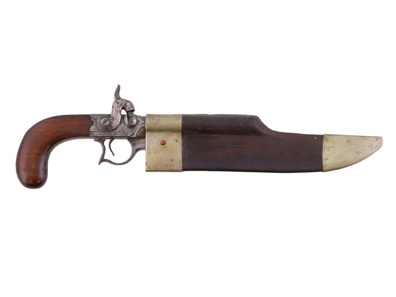 A MORRILL, MOSMAN & BLAIR ELGIN PATENT CUTLASS PERCUSSION PISTOL WITH SHEATH, C. 1837 (1 of 10)