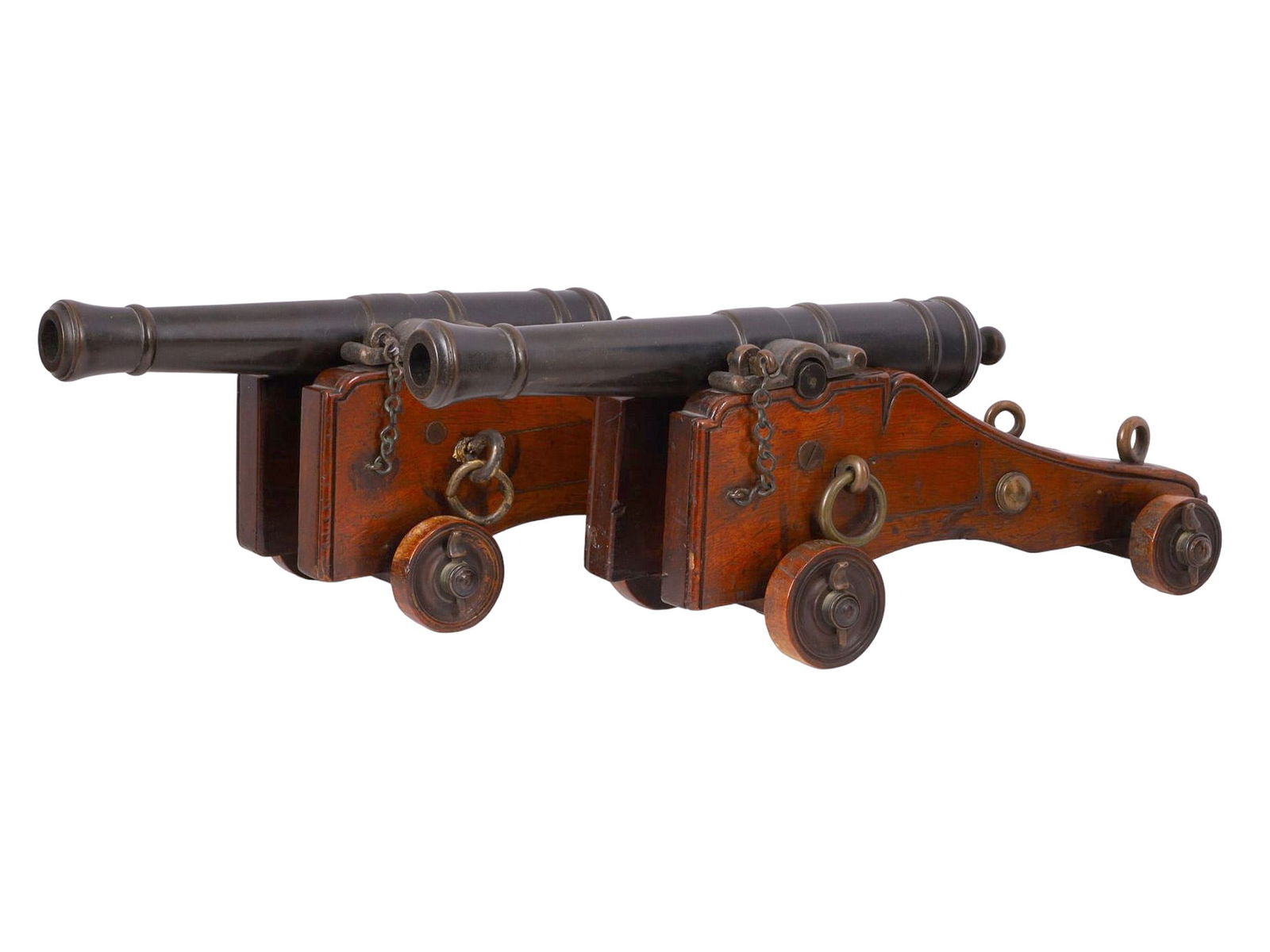 A PAIR OF BRONZE MODEL NAVAL CANNONS, 19TH CENTURY (1 of 6)