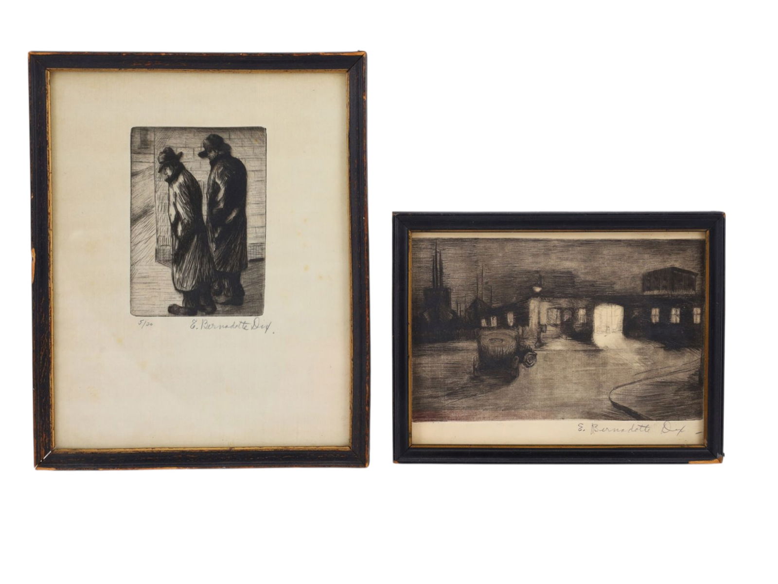 A PAIR OF SIGNED E. BERNADOTTE (20TH CENTURY) ETCHINGS (1 of 6)