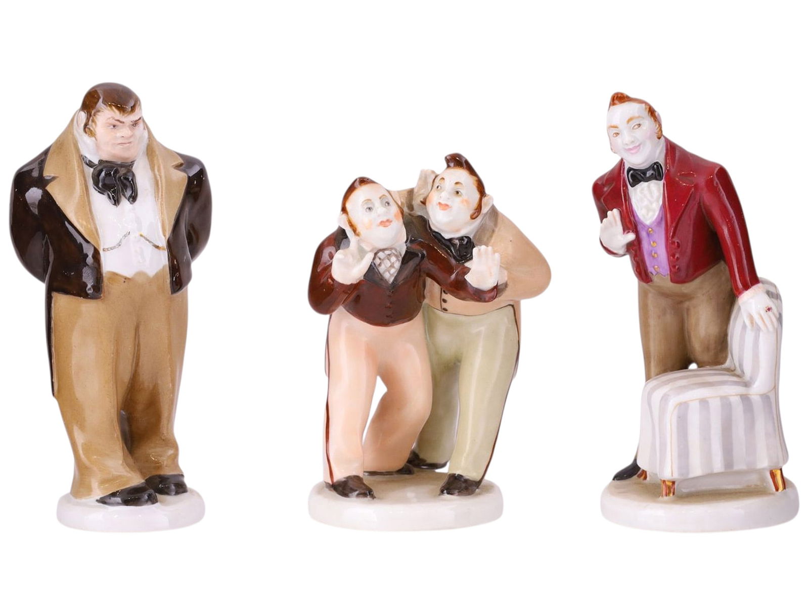 THREE SOVIET PORCELAIN FIGURES DEPICTING CHARACTERS FROM NIKOLAI GOGOL’S "DEAD SOULS", USSR, MID (1 of 9)