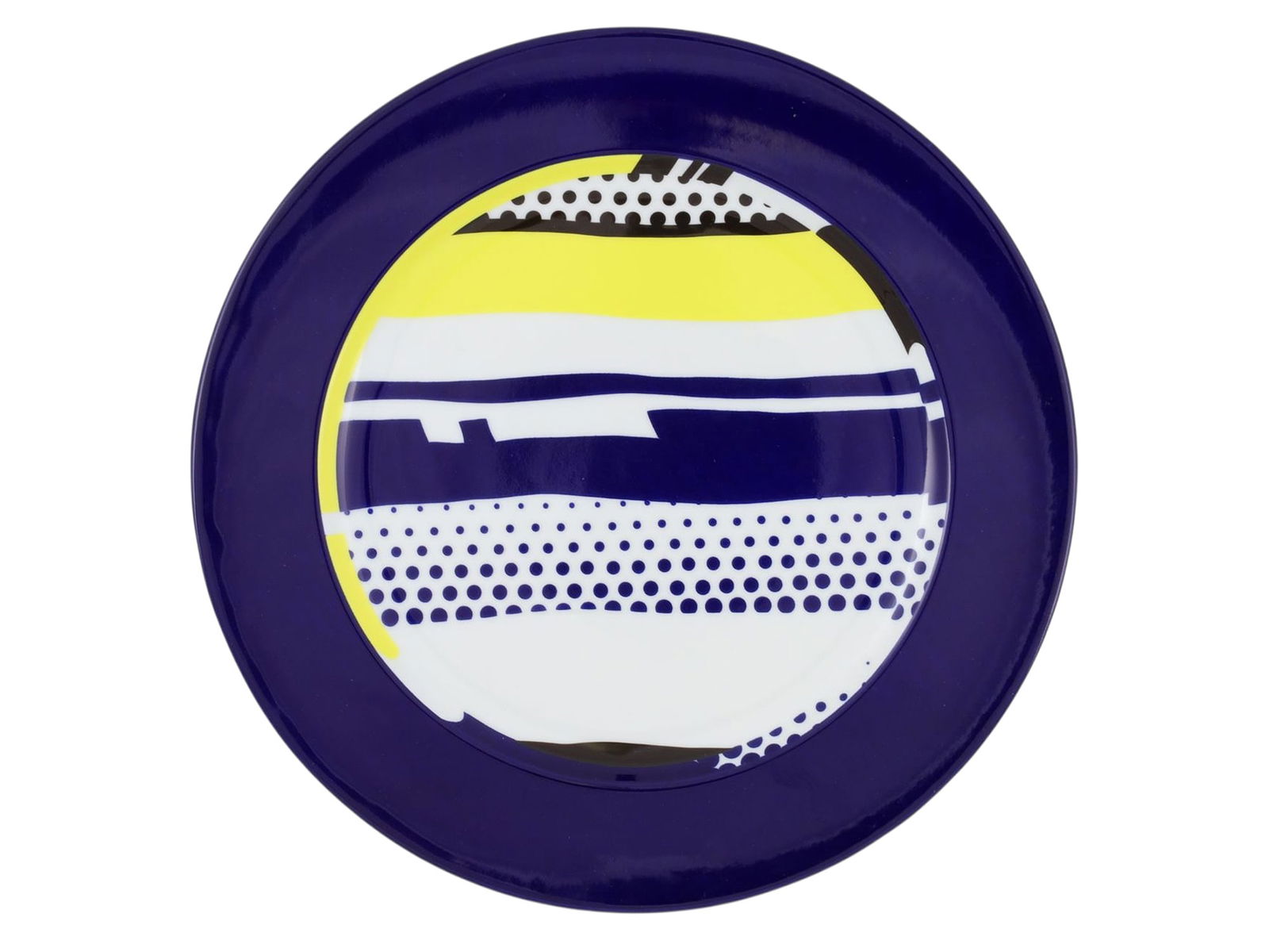 A LIMITED EDITION ROY LICHTENSTEIN (1923-1997) PORCELAIN ABSTRACT PLATE, ROSENTHAL, GERMANY, 1990 (1 of 3)