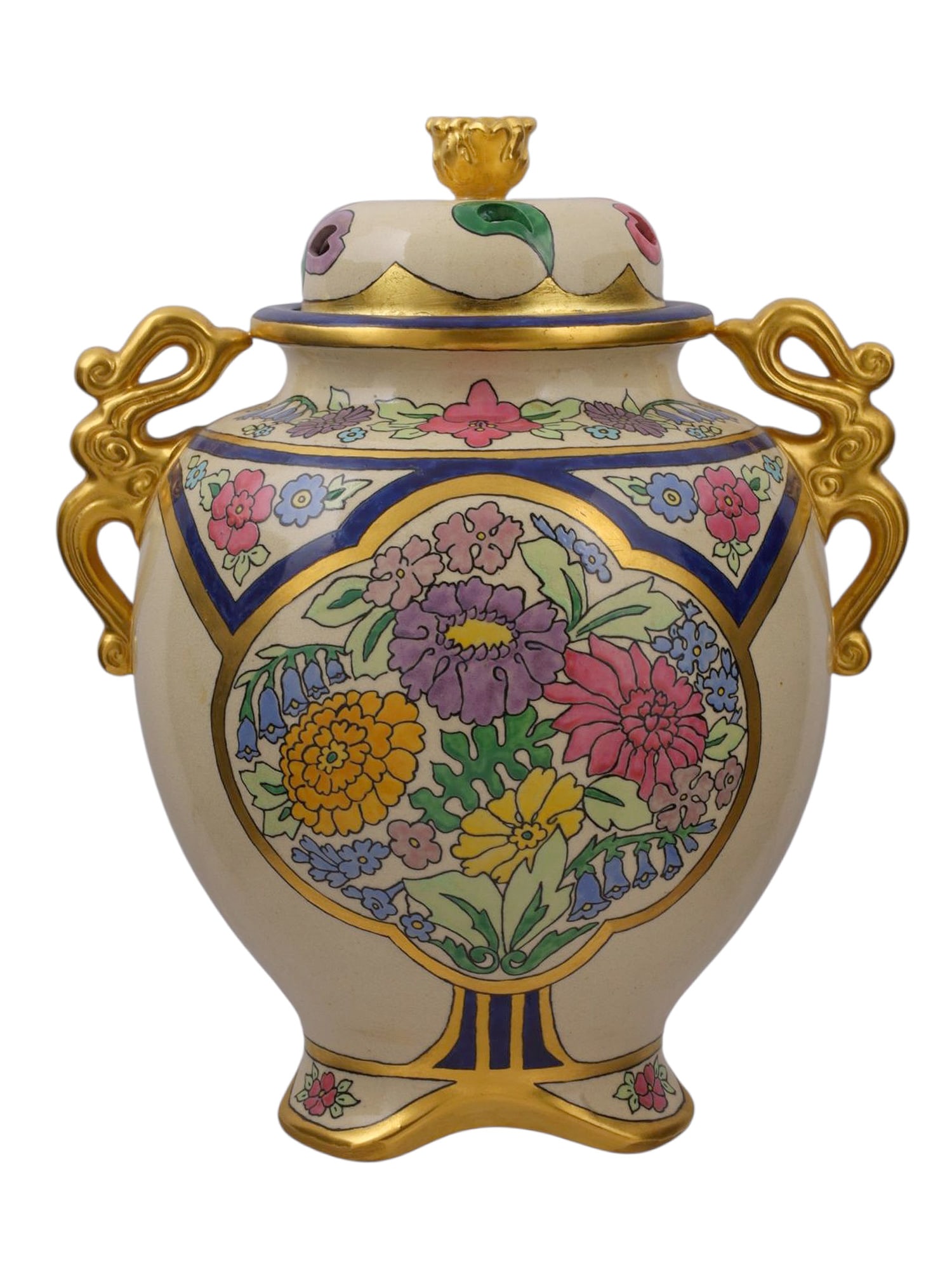 AN AMERICAN PAINTED JAPANESE SATSUMA VASE, 1921 (1 of 6)