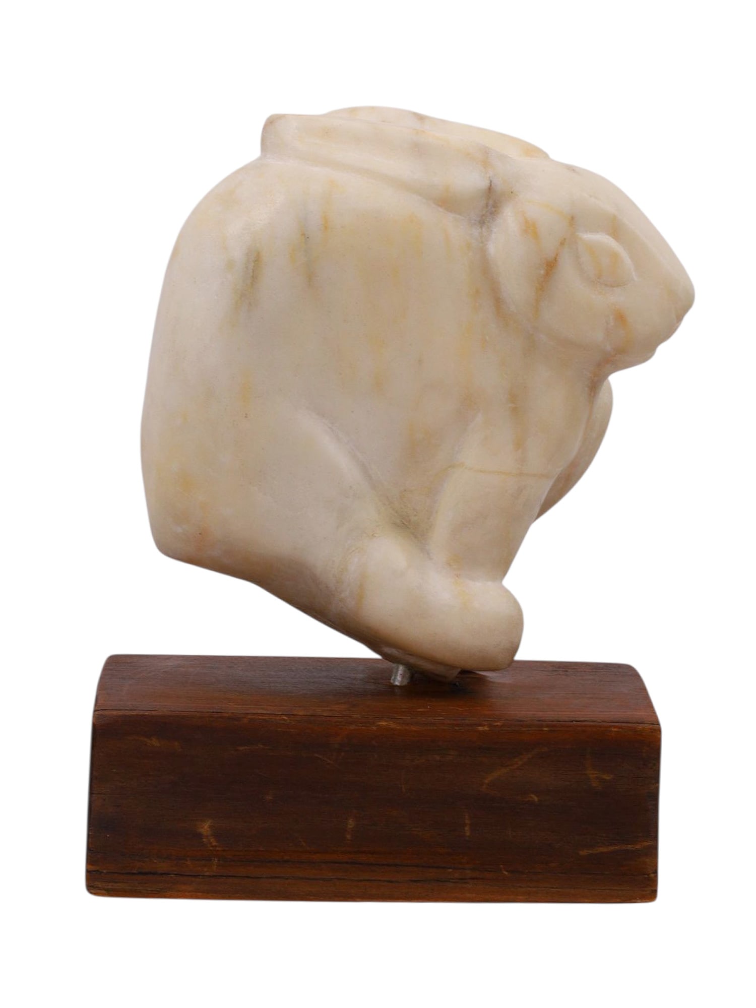 A JOHN BERNARD FLANNAGAN (1895-1942) SIGNED MARBLE RABBIT: A finely crafted marble sculpture by American artist John Bernard Flannagan (1895-1942) depicting an art-deco stylized rabbit mid leap. Flannagan, born in Fargo, North Dakota in 1895, was a brilliant