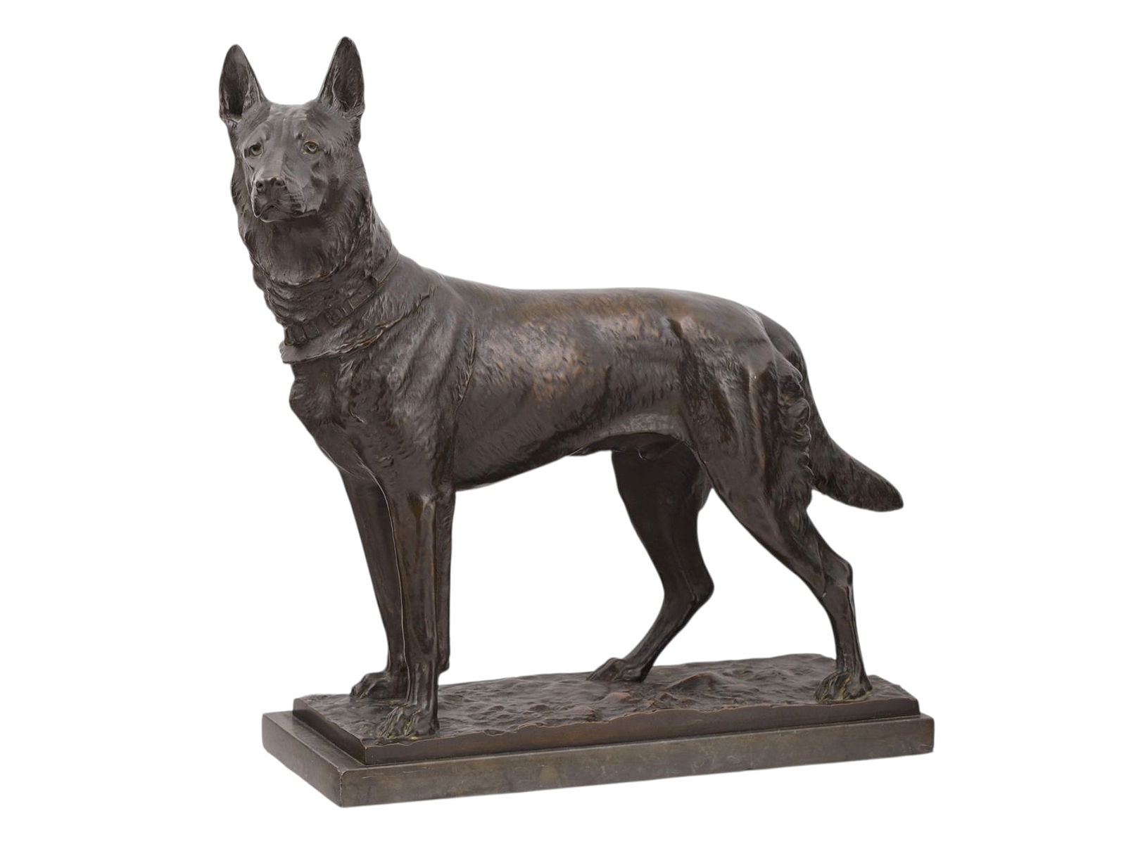 A FRITZ DILLER (1875-1946) SIGNED BRONZE OF A GERMAN SHEPHERD DOG, 19TH/20TH CEN. (1 of 5)