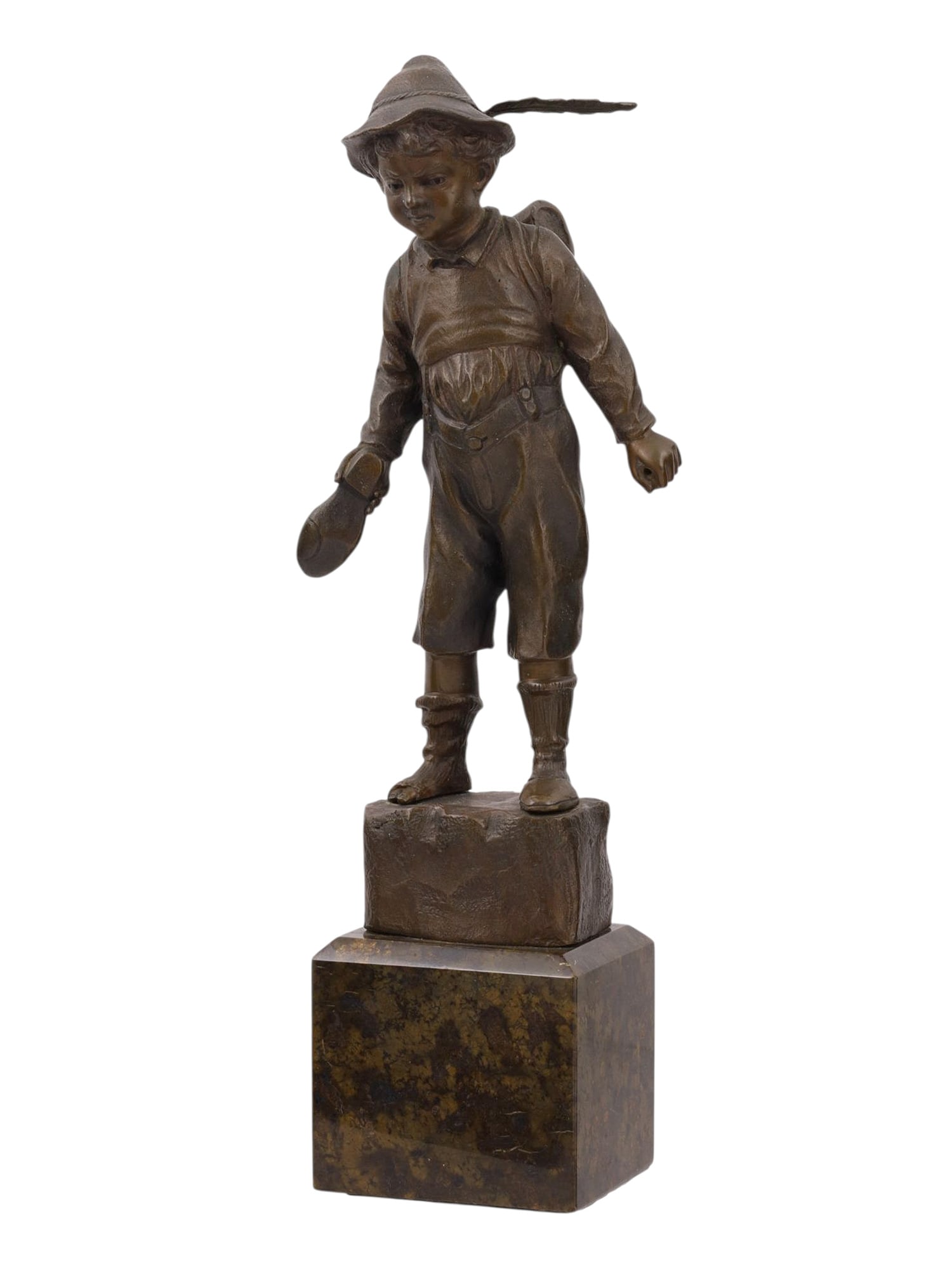 A JULIUS PAUL SCHMIDT-FELLING (1835-1920) GERMAN BRONZE OF A BAVARIAN BOY (1 of 7)