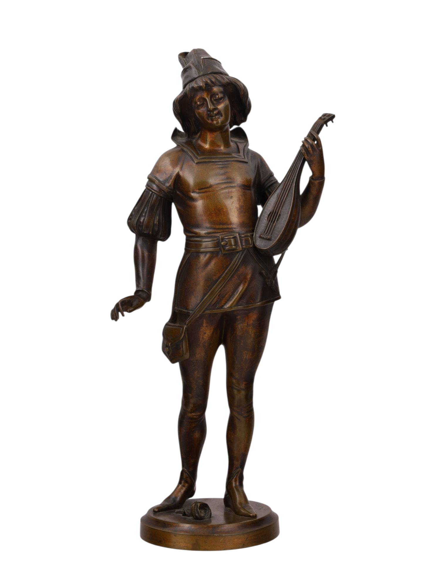 A HENRI GIRAUD (1805-1895) PATINATED BRONZE FIGURE OF A MINSTREL OR BARD, 19TH CENTURY (1 of 9)