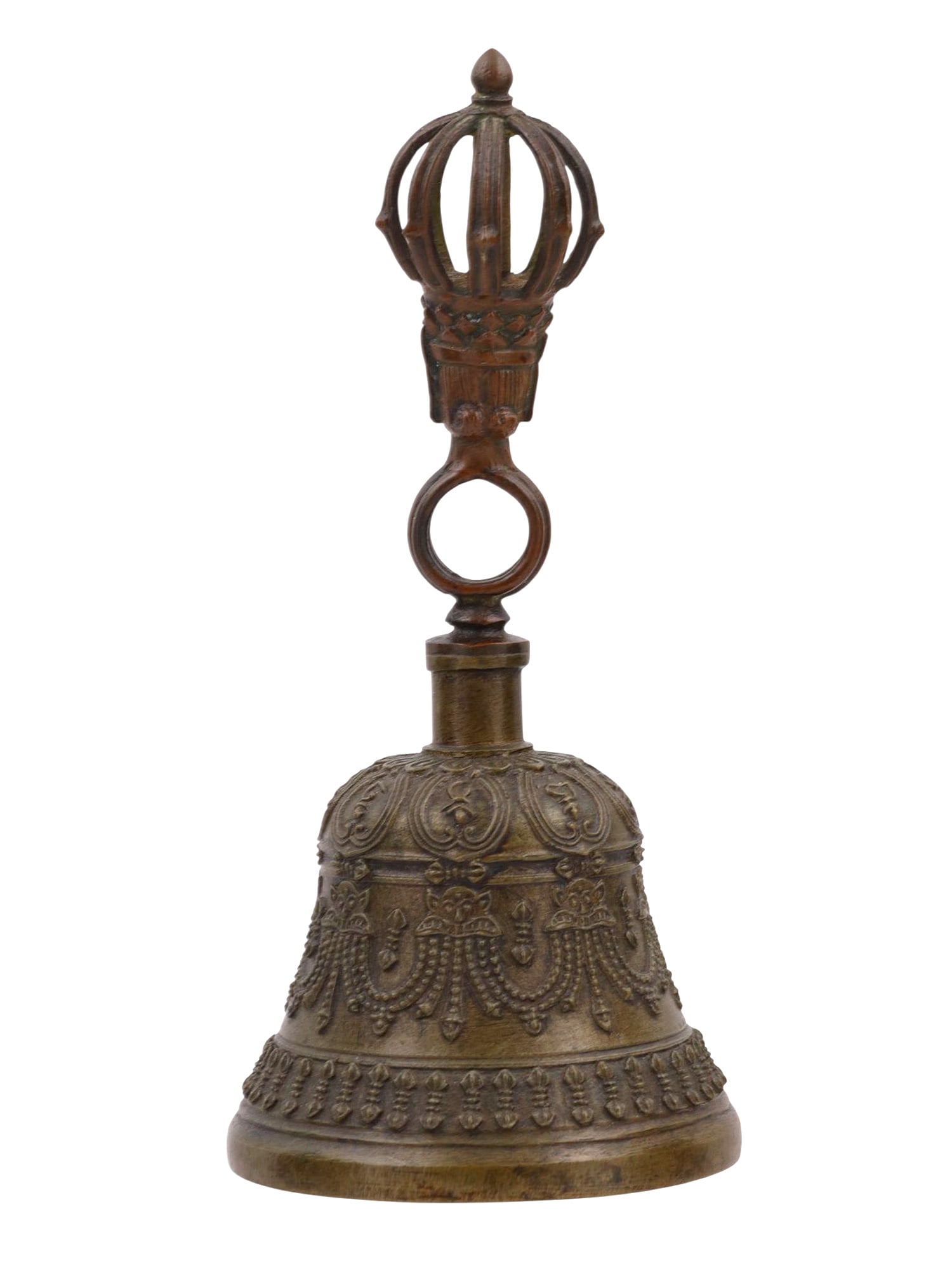 A THAI BUDDHIST BRONZE BELL WITH RELIGIOUS DECORATION (1 of 3)