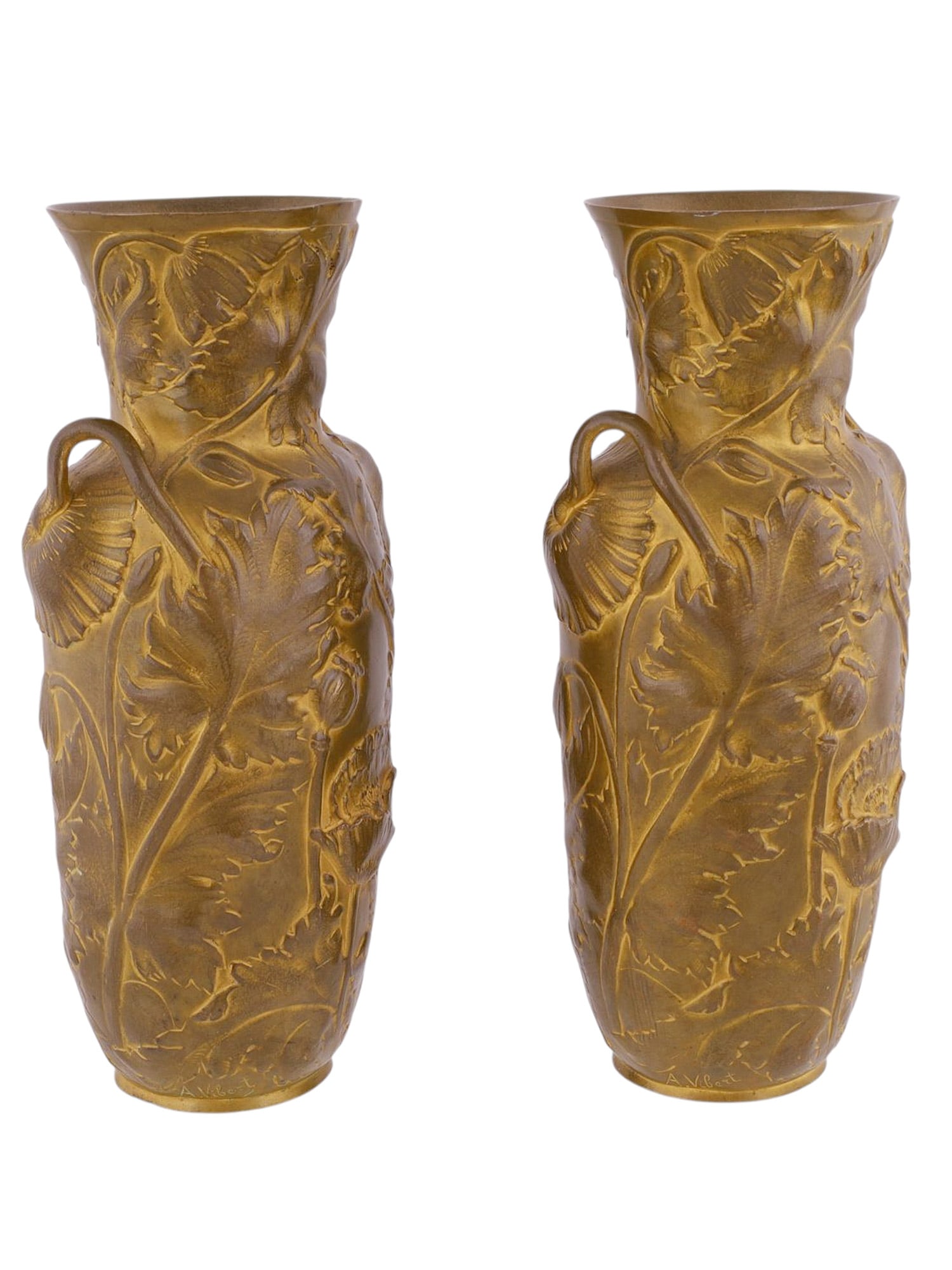 A PAIR OF FRENCH GILT BRONZE VASES, 19TH CENTURY (1 of 8)