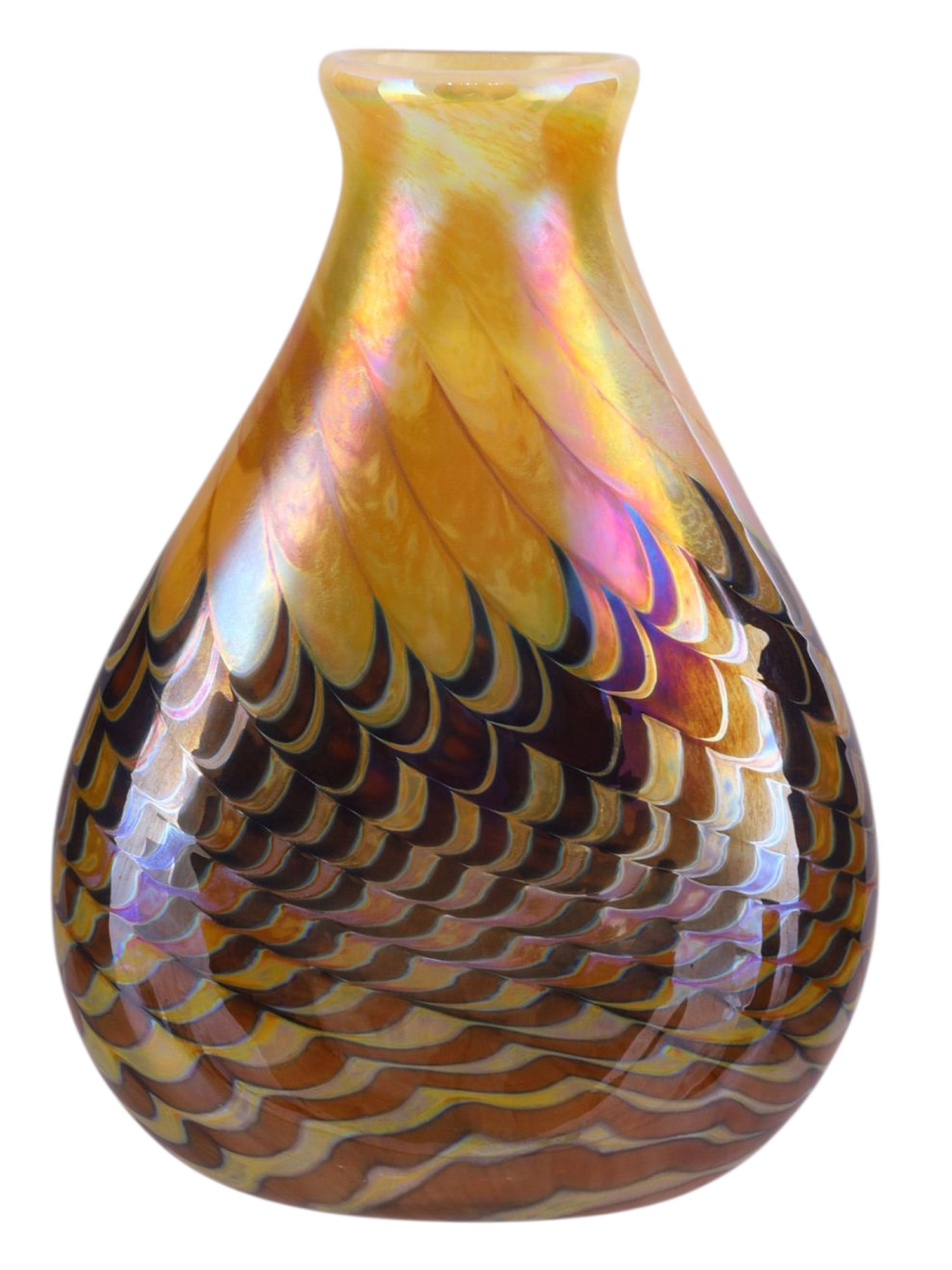A STEPHEN FELLERMAN (B. 1951) MODERN IRIDESCENT GLASS VASE, 1998 (1 of 5)