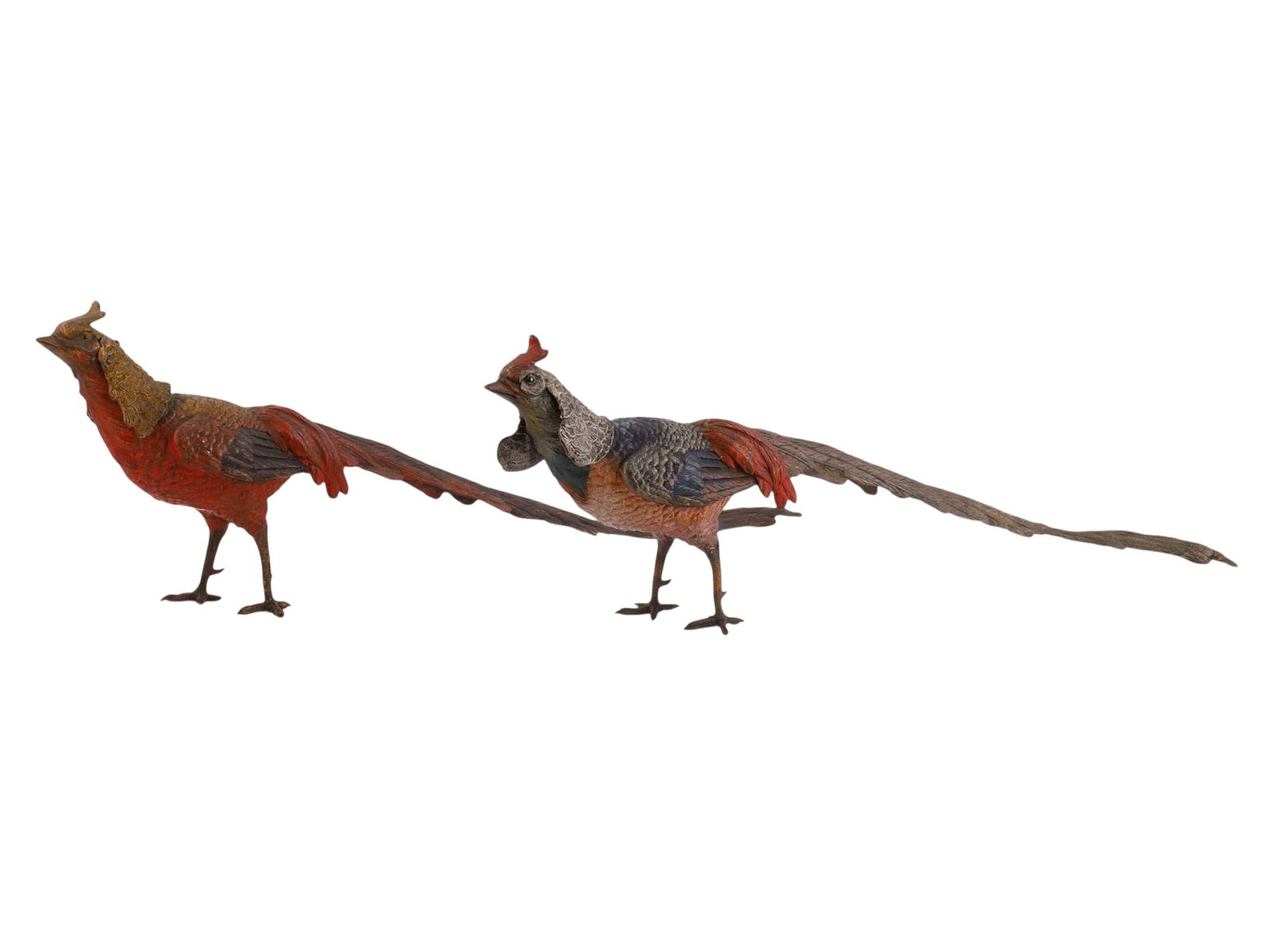 A PAIR OF VIENNA BRONZE COLD-PAINTED PHEASANTS, C.1900 (1 of 6)