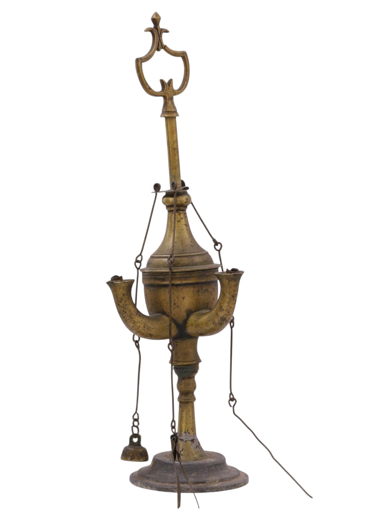 A CAST-BRASS SOUTHERN-EUROPEAN OIL LAMP, 18TH/19TH CENTURY (1 of 4)