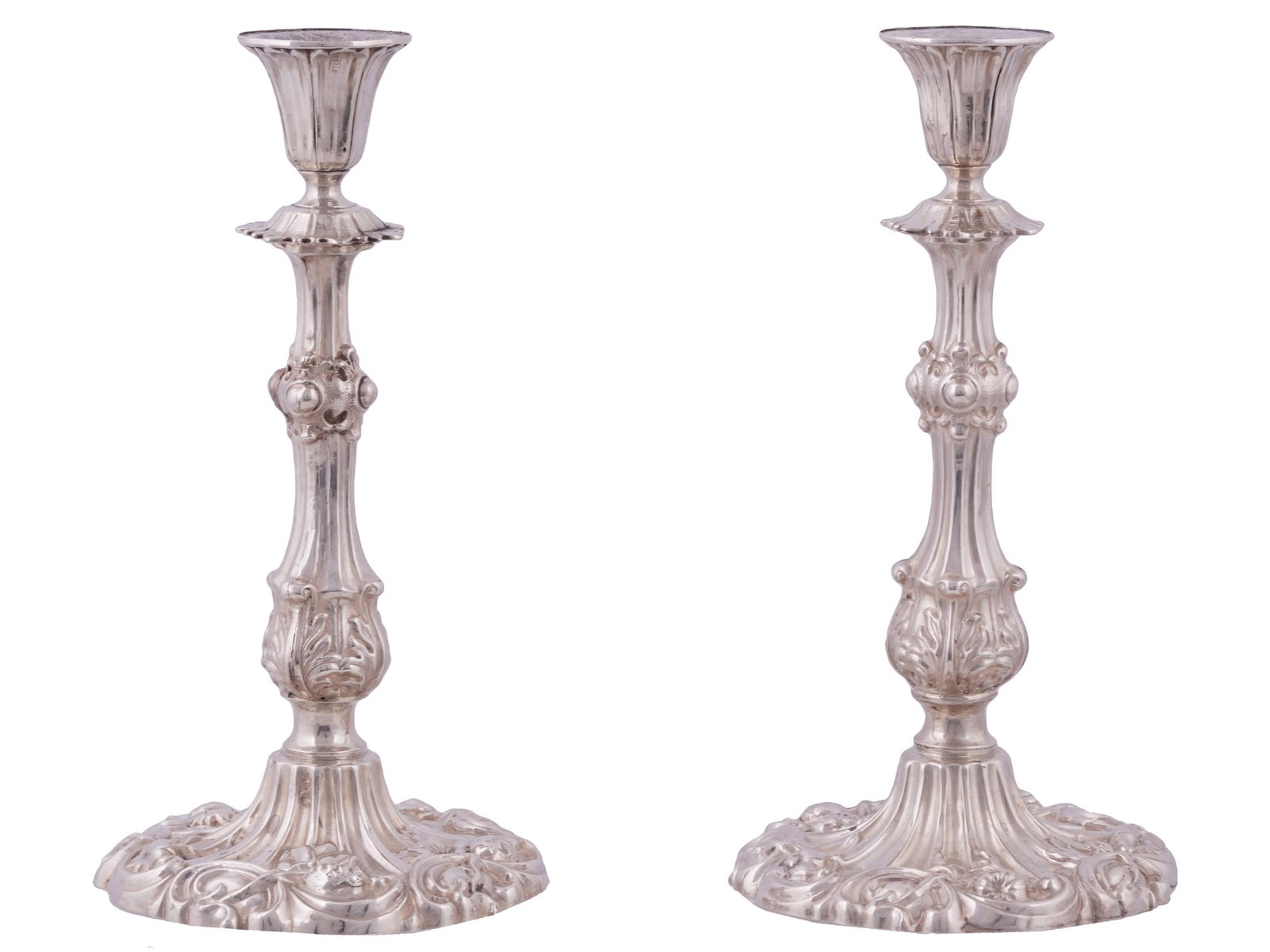 A PAIR OF RUSSIAN SILVER CANDLESTICKS, 19TH CENTURY (1 of 10)