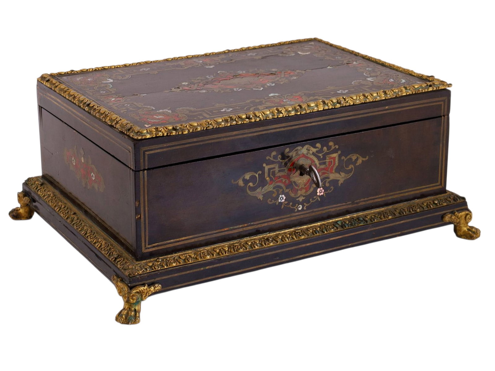 A CONTINENTAL EBONIZED AND BOULLE-MARQUETRY JEWELRY CASKET, LATE 19TH CENTURY (1 of 8)