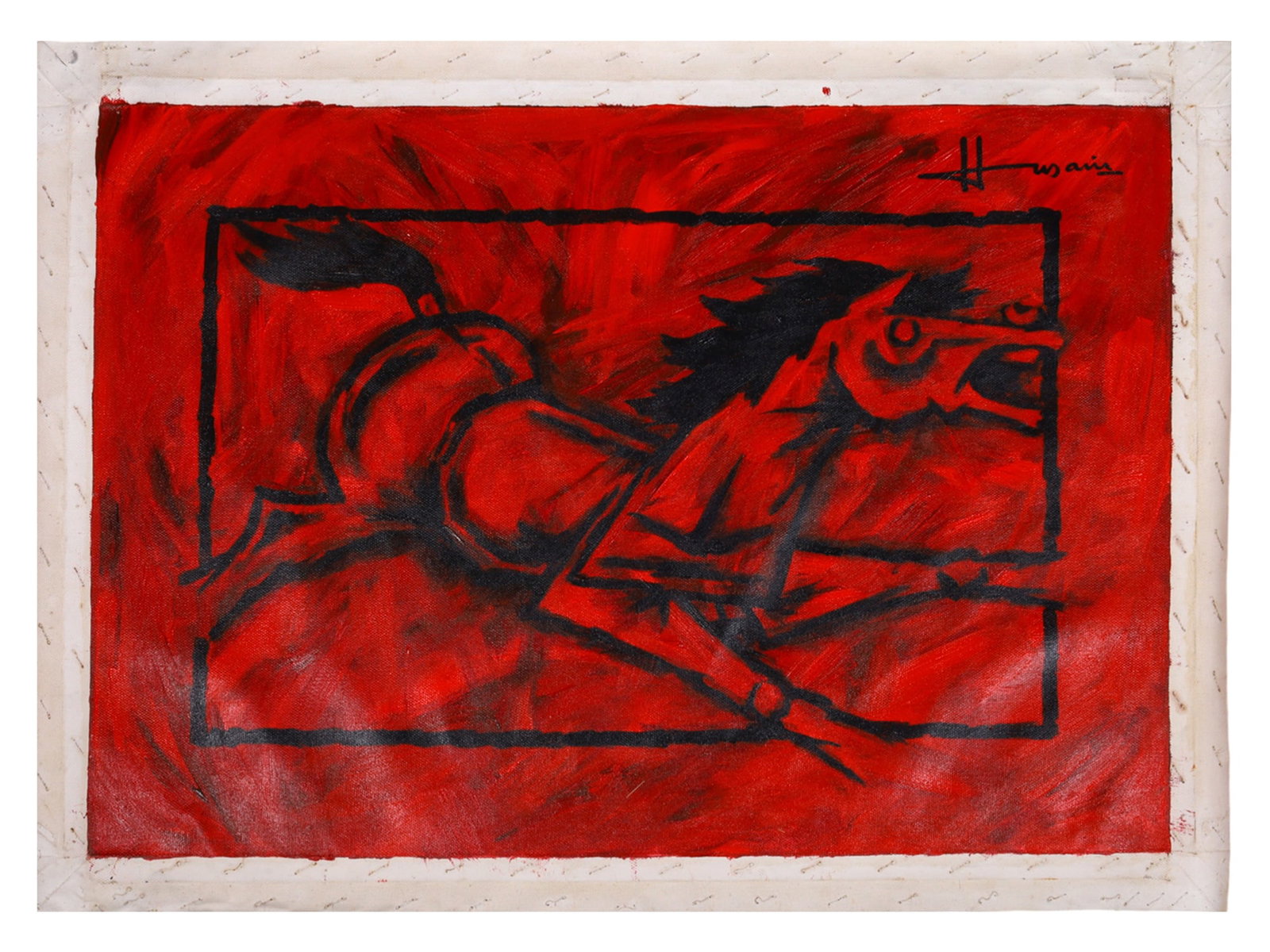 ATTR. TO M.F. HUSAIN, INDIAN, ACRYLIC ON CANVAS PAINTING, 1991 (1 of 3)